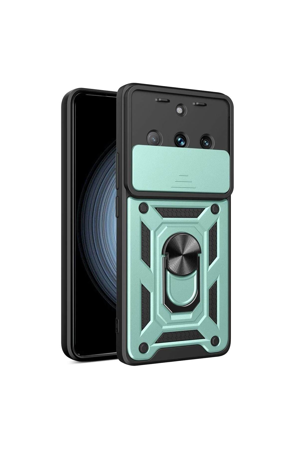 Mey İthalat®  Realme 11 Pro Kılıf Pars Lens Yüzüklü Silikon - Yeşil