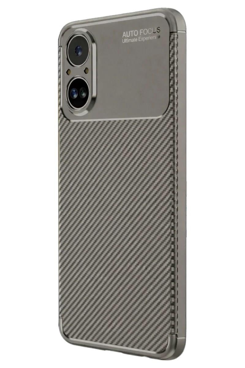 Mey İthalat®  Realme 12 Lite Kılıf Auto Focus Karbon Kapak - Gri
