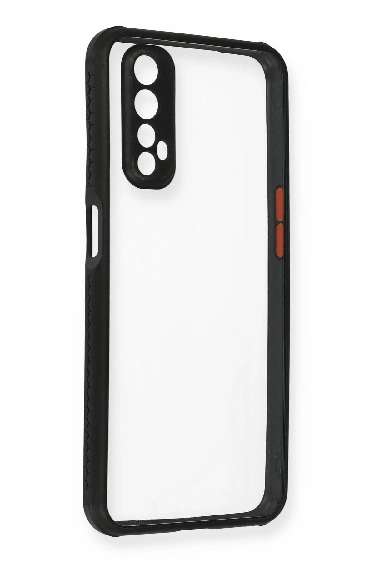 Mey İthalat®  Realme 7 Kılıf Miami Şeffaf Silikon - Siyah