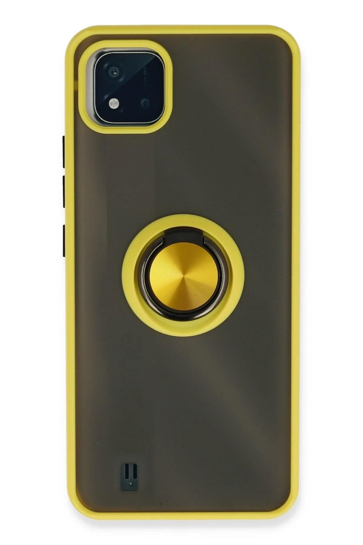Mey İthalat®  Realme C11 2021 Kılıf Montreal Yüzüklü Silikon Kapak - Sarı