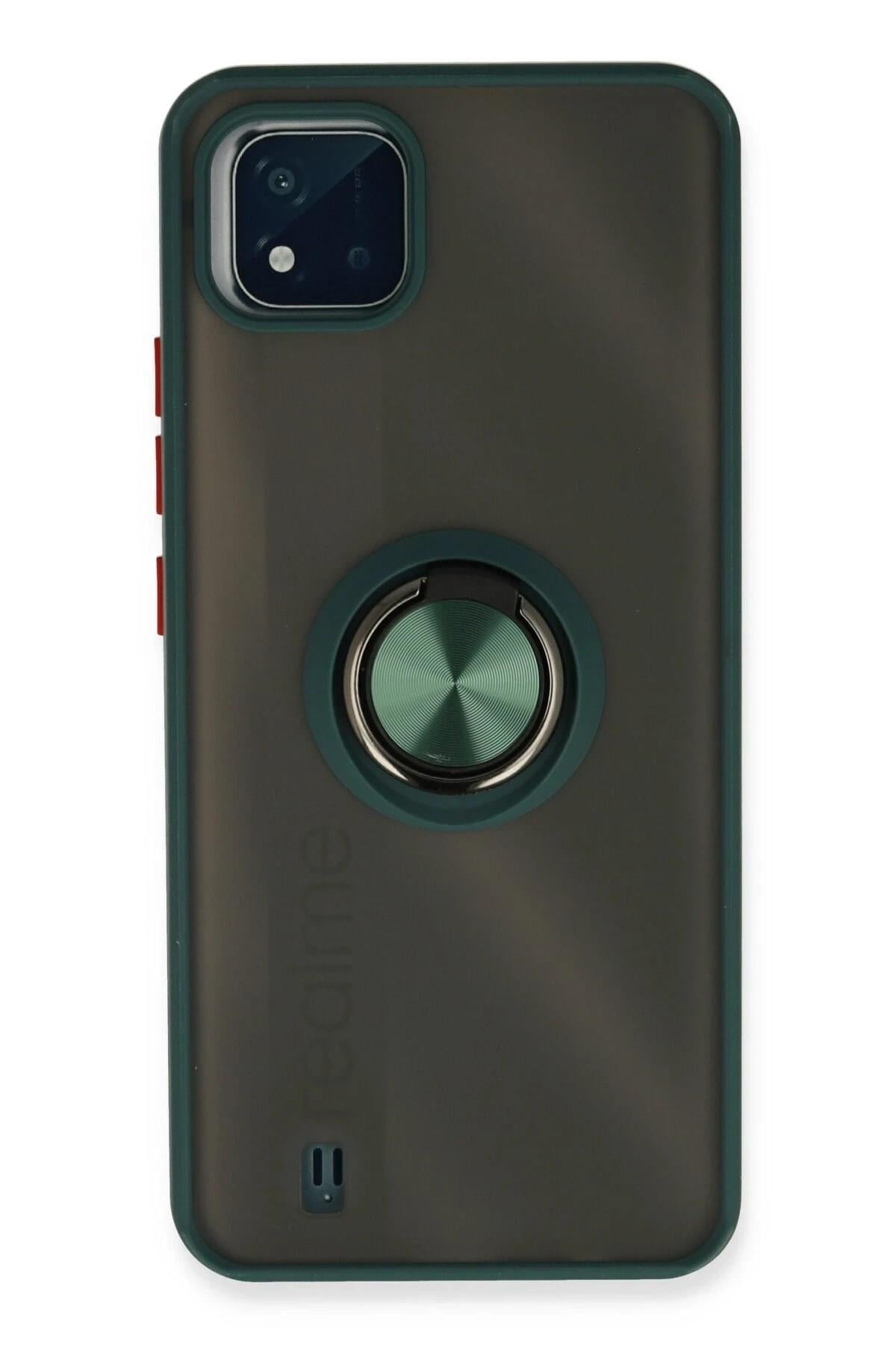 Mey İthalat®  Realme C11 2021 Kılıf Montreal Yüzüklü Silikon Kapak - Yeşil
