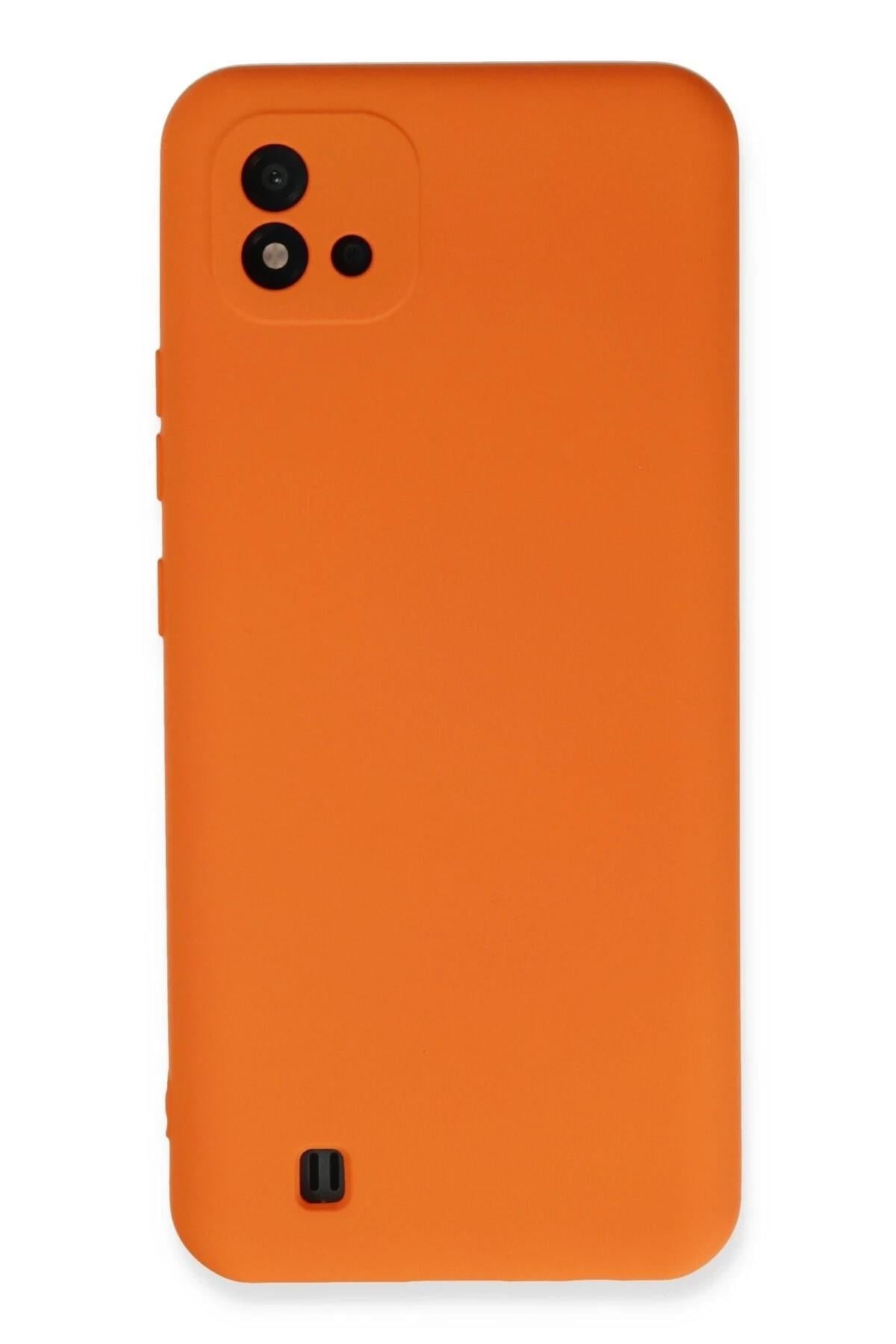 Mey İthalat®  Realme C11 2021 Kılıf Nano içi Kadife Silikon - Turuncu