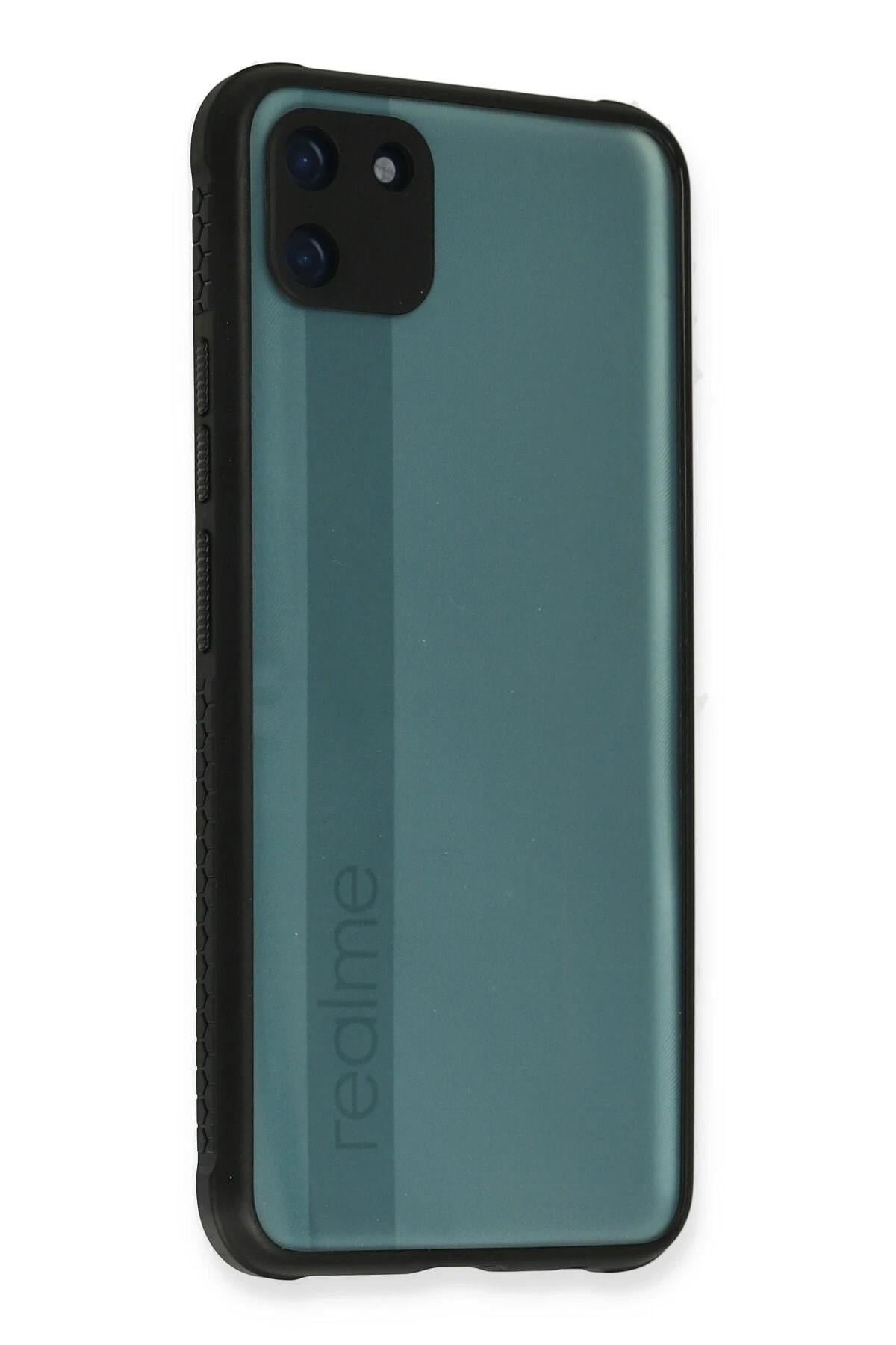 Mey İthalat®  Realme C11 Kılıf Miami Şeffaf Silikon - Siyah