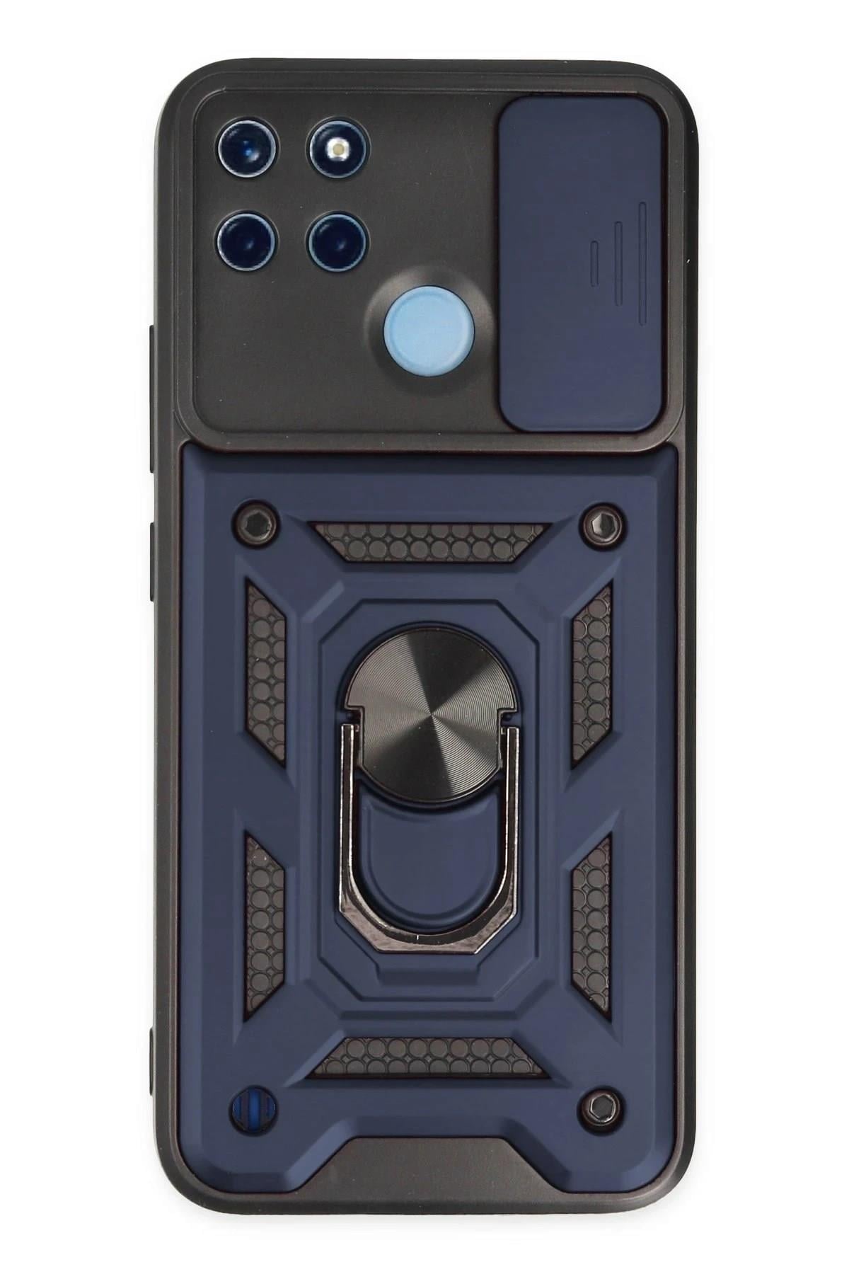 Mey İthalat®  Realme C25Y Kılıf Pars Lens Yüzüklü Silikon - Lacivert