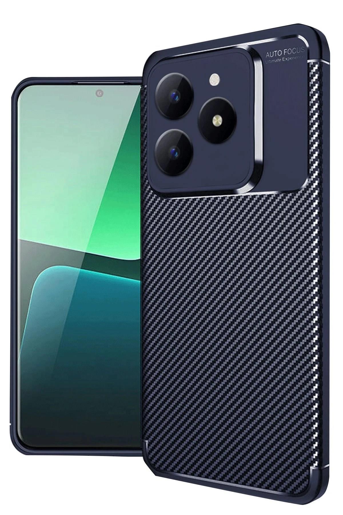 Mey İthalat®  Realme C61 Kılıf Auto Focus Karbon Kapak - Lacivert