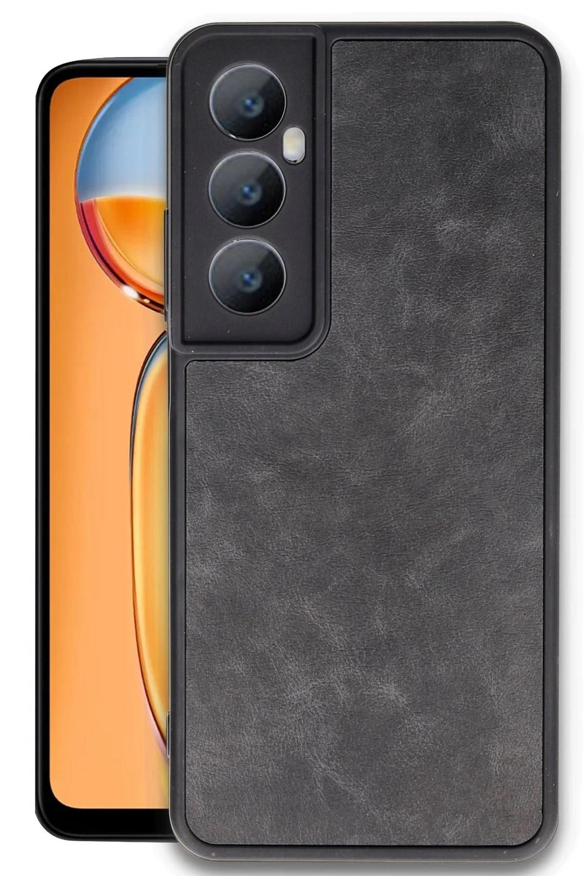 Mey İthalat®  Realme C65 Kılıf Aras Deri Kapak - Siyah