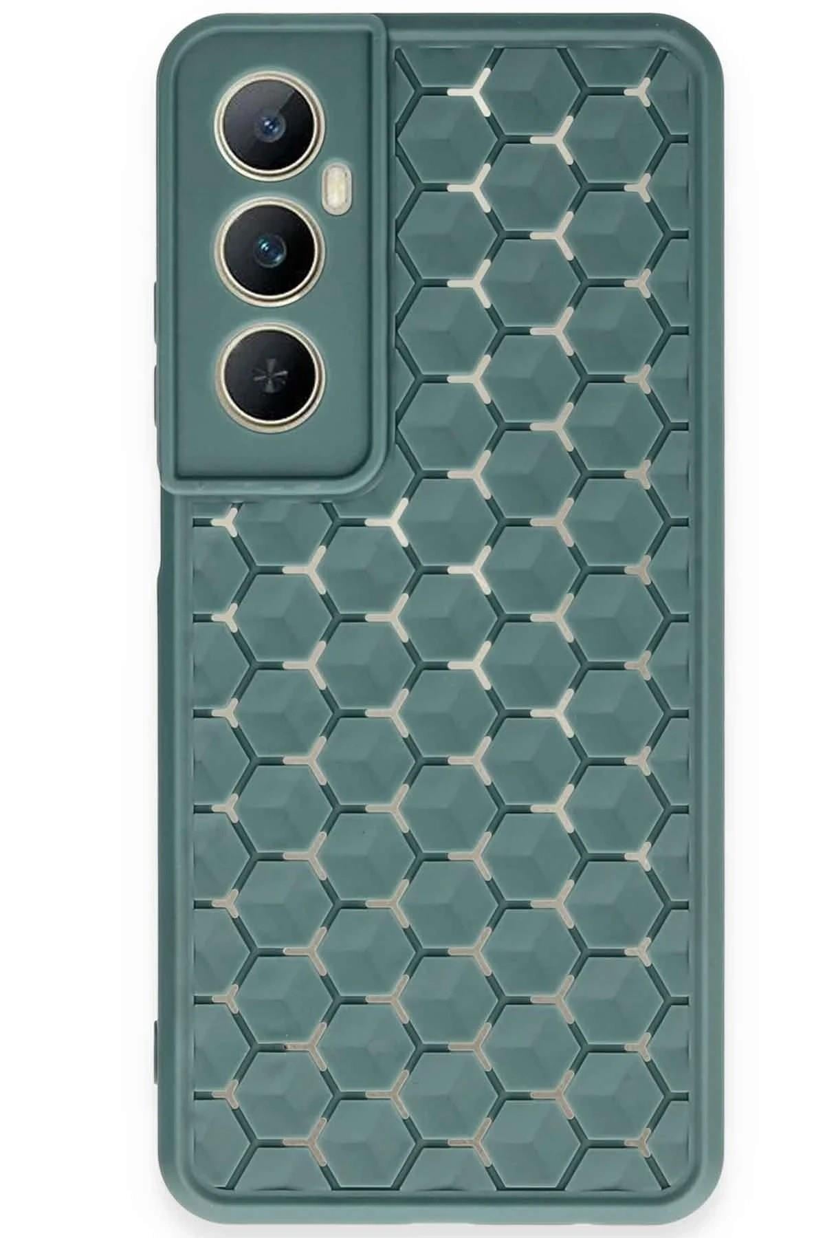 Mey İthalat®  Realme C65 Kılıf Petek Silikon Kapak - Koyu Yeşil