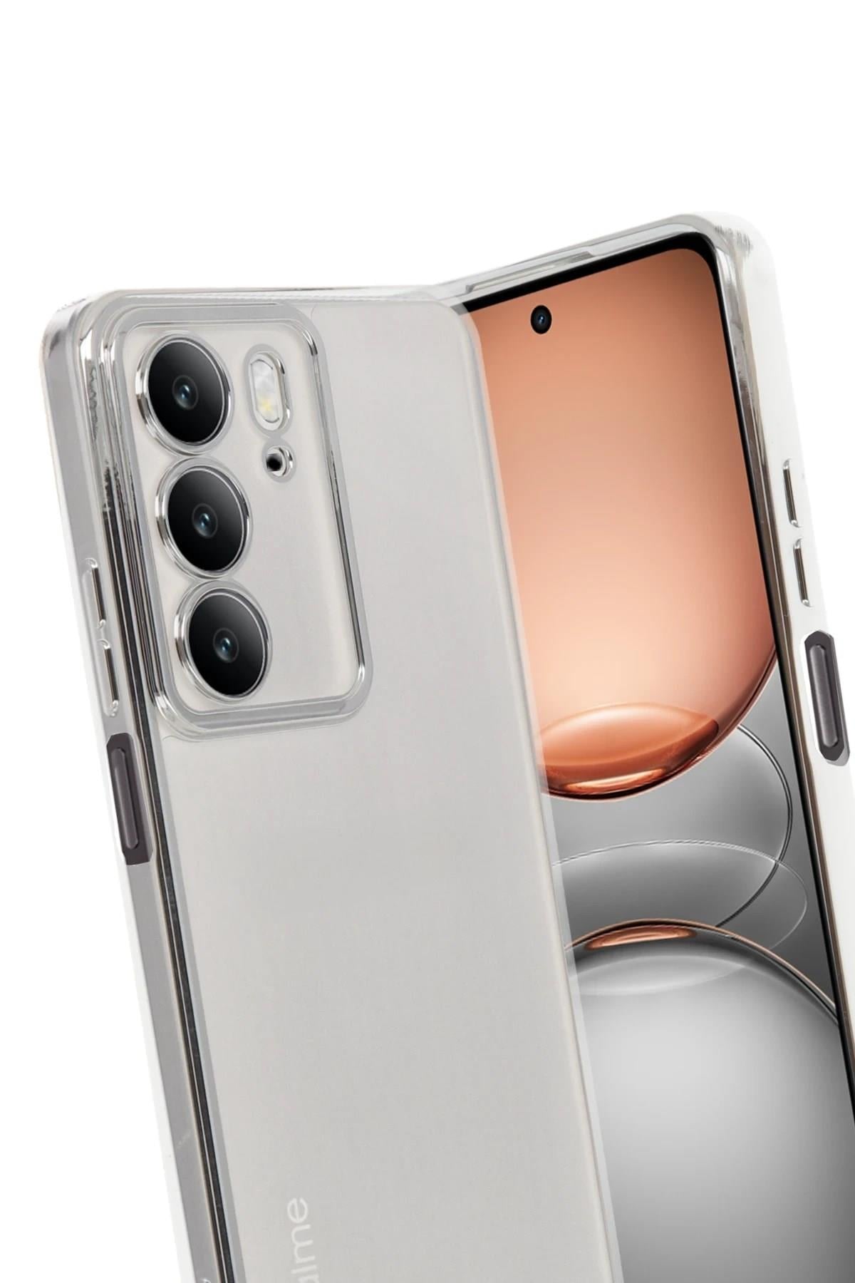 Mey İthalat®  Realme C75 4G Kılıf  Lensli Silikon - Gümüş