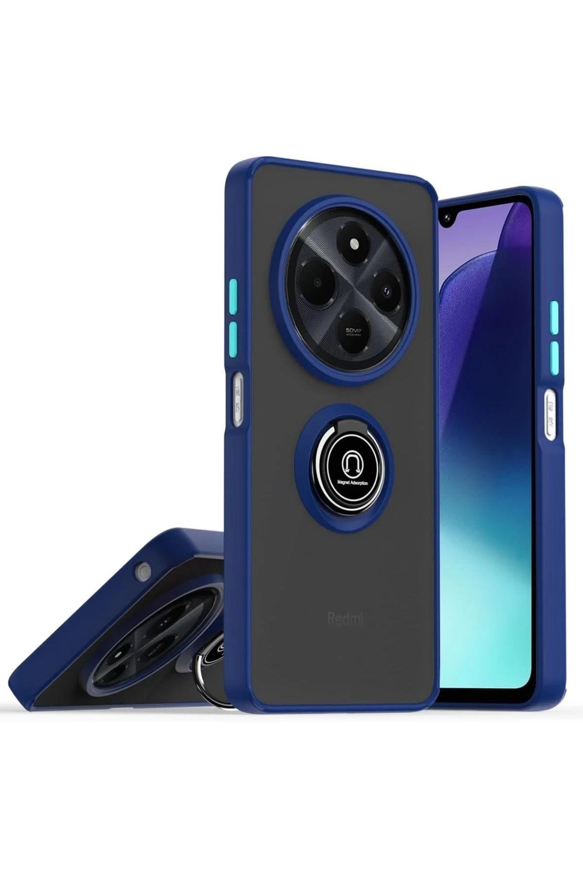 Mey İthalat®  Realme C75 4G Kılıf Montreal Yüzüklü Silikon Kapak - Lacivert