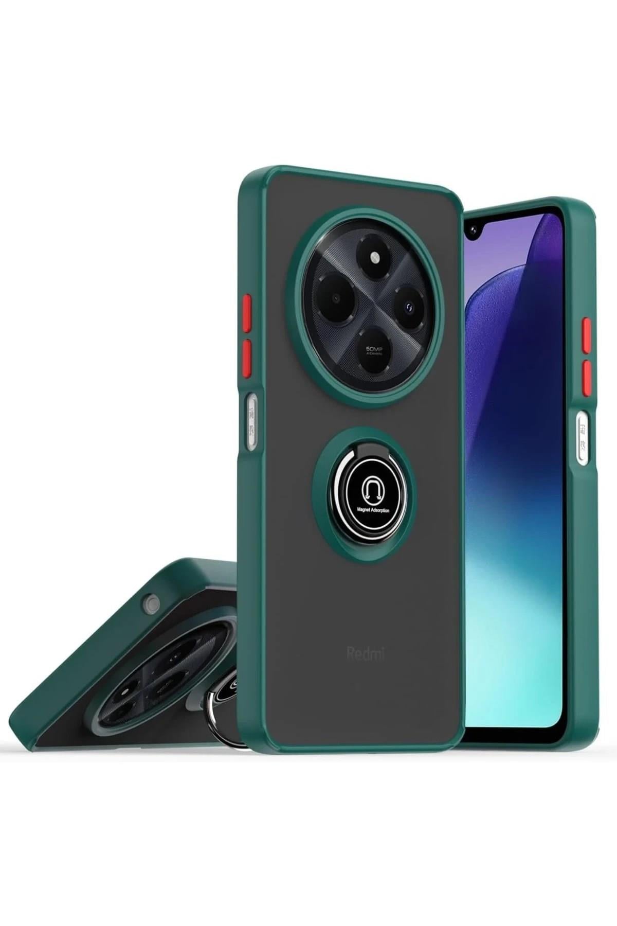 Mey İthalat®  Realme C75 4G Kılıf Montreal Yüzüklü Silikon Kapak - Yeşil