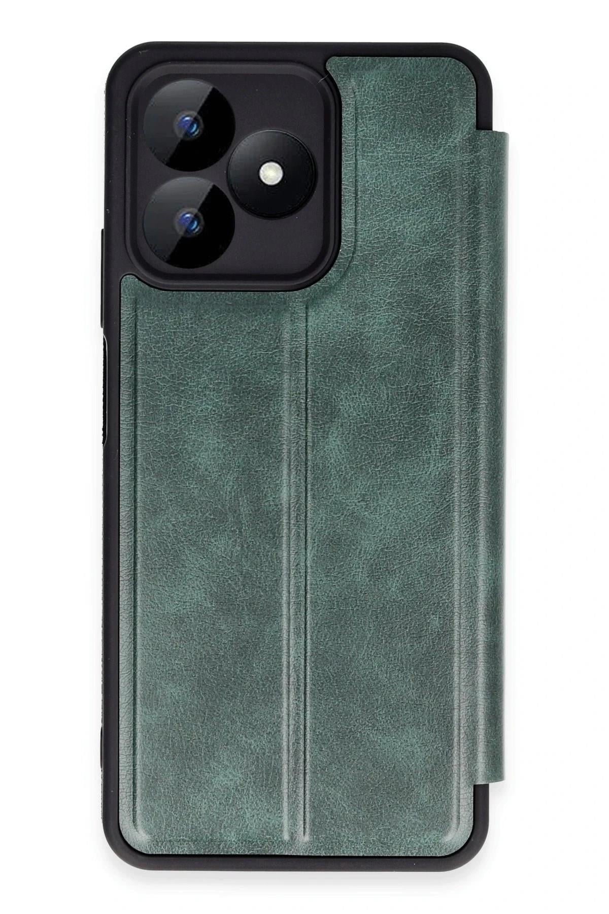Mey İthalat®  Realme Note 50 4G Kılıf Flip Cover - Koyu Yeşil