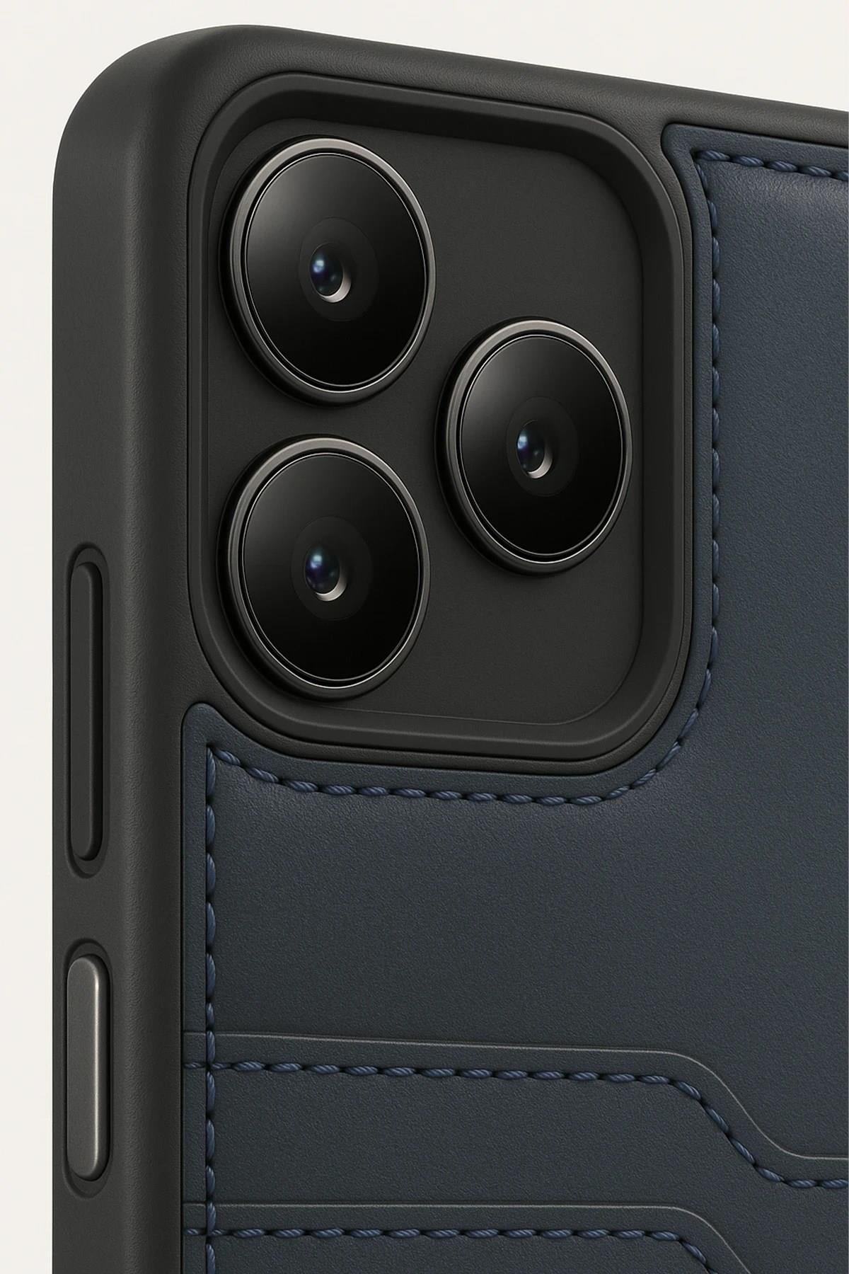 Mey İthalat®  Realme Note 50 4G Kılıf Sara Kartvizitli Deri Kılıf - Lacivert