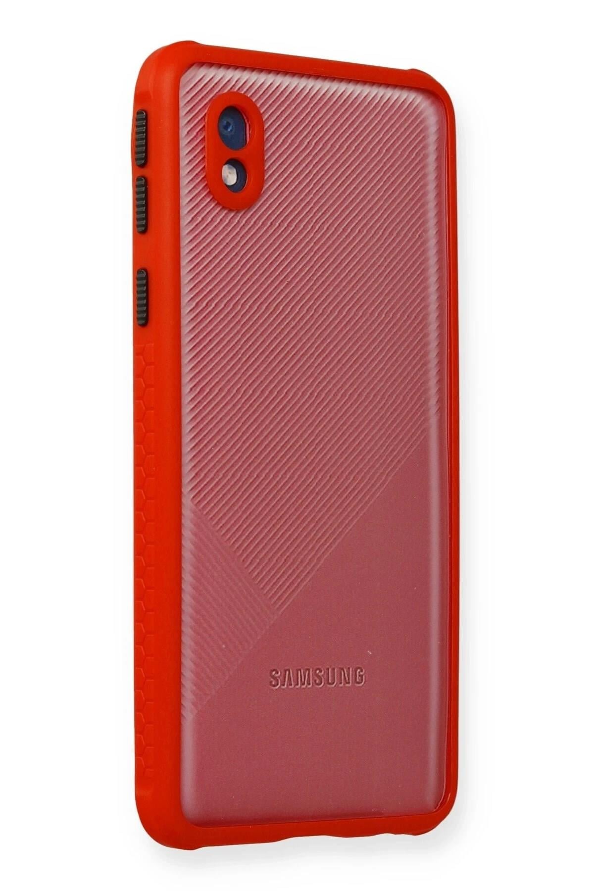 Mey İthalat®  Samsung Galaxy A01 Core Kılıf Miami Şeffaf Silikon - Kırmızı