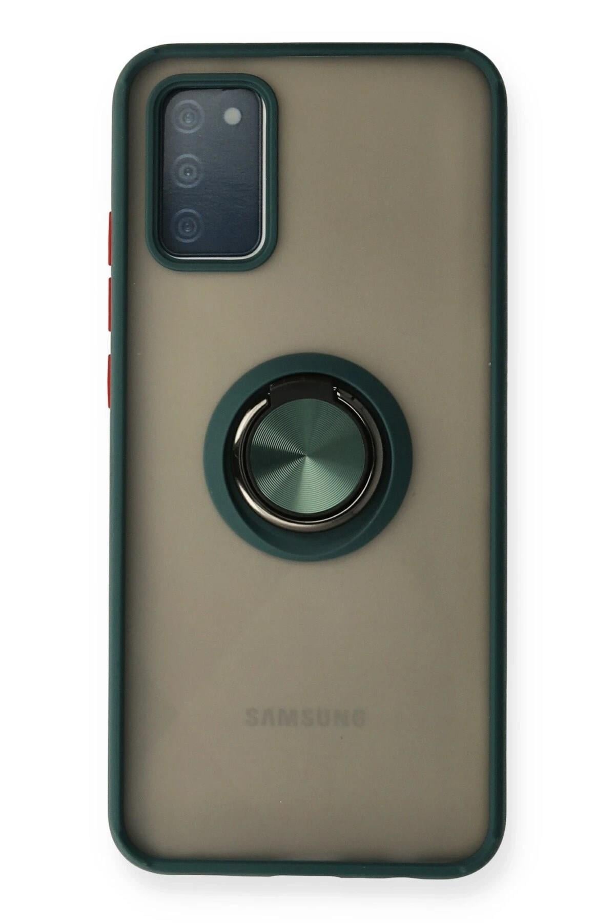 Mey İthalat®  Samsung Galaxy A02S Kılıf Montreal Yüzüklü Silikon Kapak - Yeşil