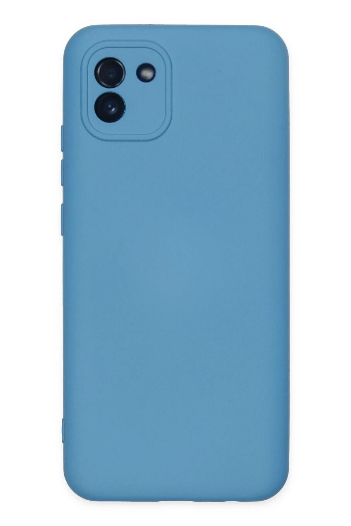 Mey İthalat®  Samsung Galaxy A03 Kılıf Nano içi Kadife Silikon - Mavi