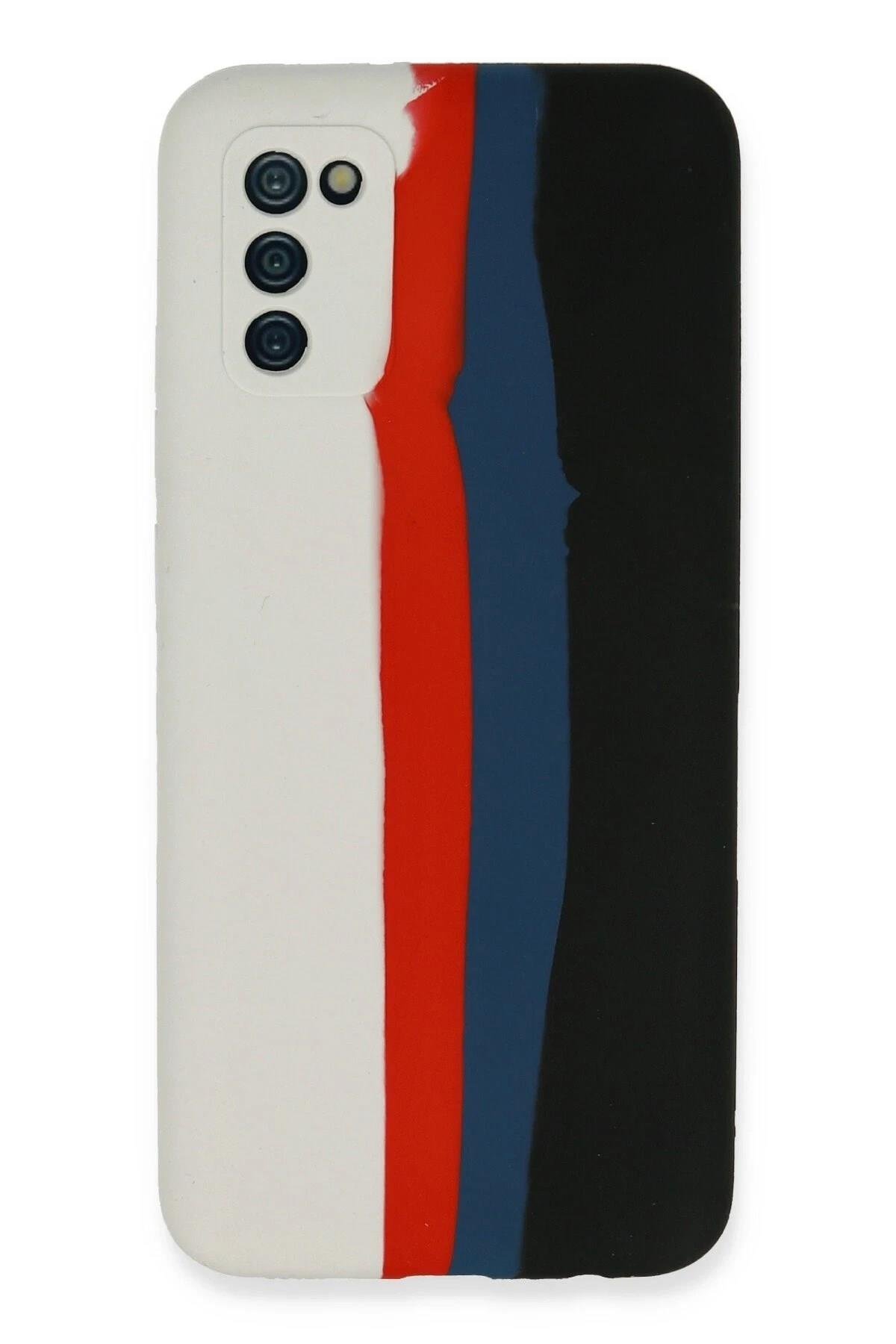 Mey İthalat®  Samsung Galaxy A03S Kılıf Ebruli Lansman Silikon - Beyaz-Siyah