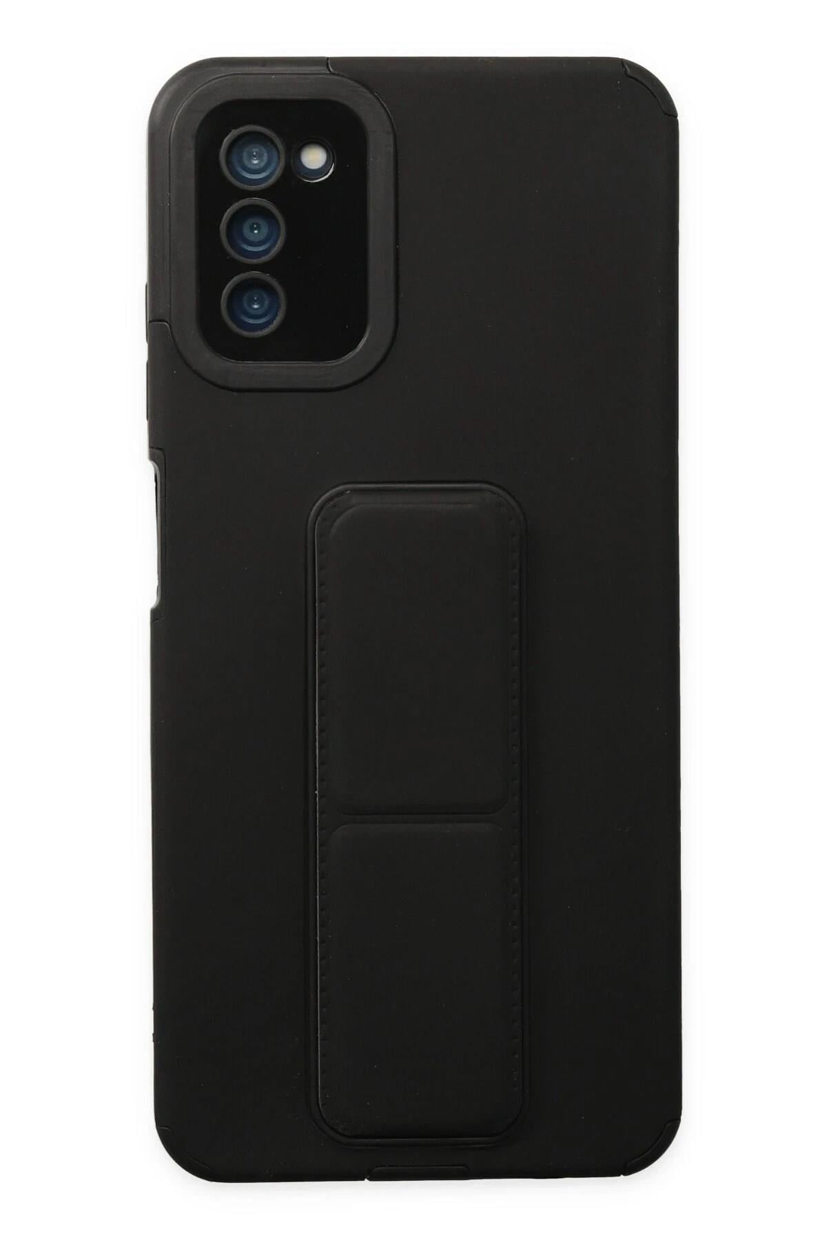 Mey İthalat®  Samsung Galaxy A03S Kılıf Mega Standlı Silikon - Siyah