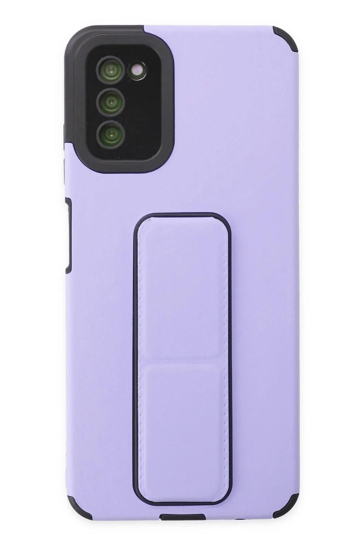Mey İthalat®  Samsung Galaxy A03S Kılıf Mega Standlı Silikon - Lila