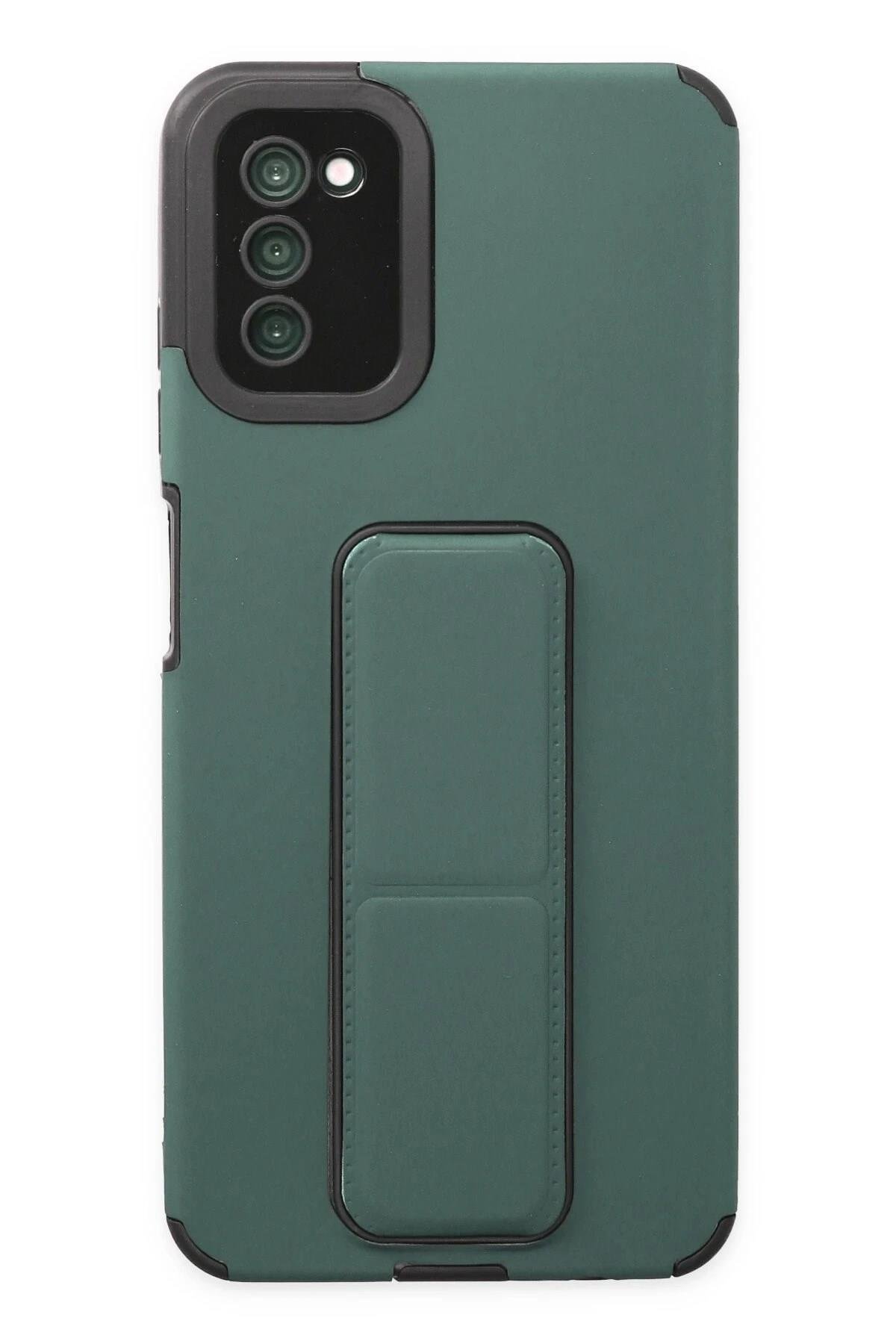 Mey İthalat®  Samsung Galaxy A03S Kılıf Mega Standlı Silikon - Yeşil