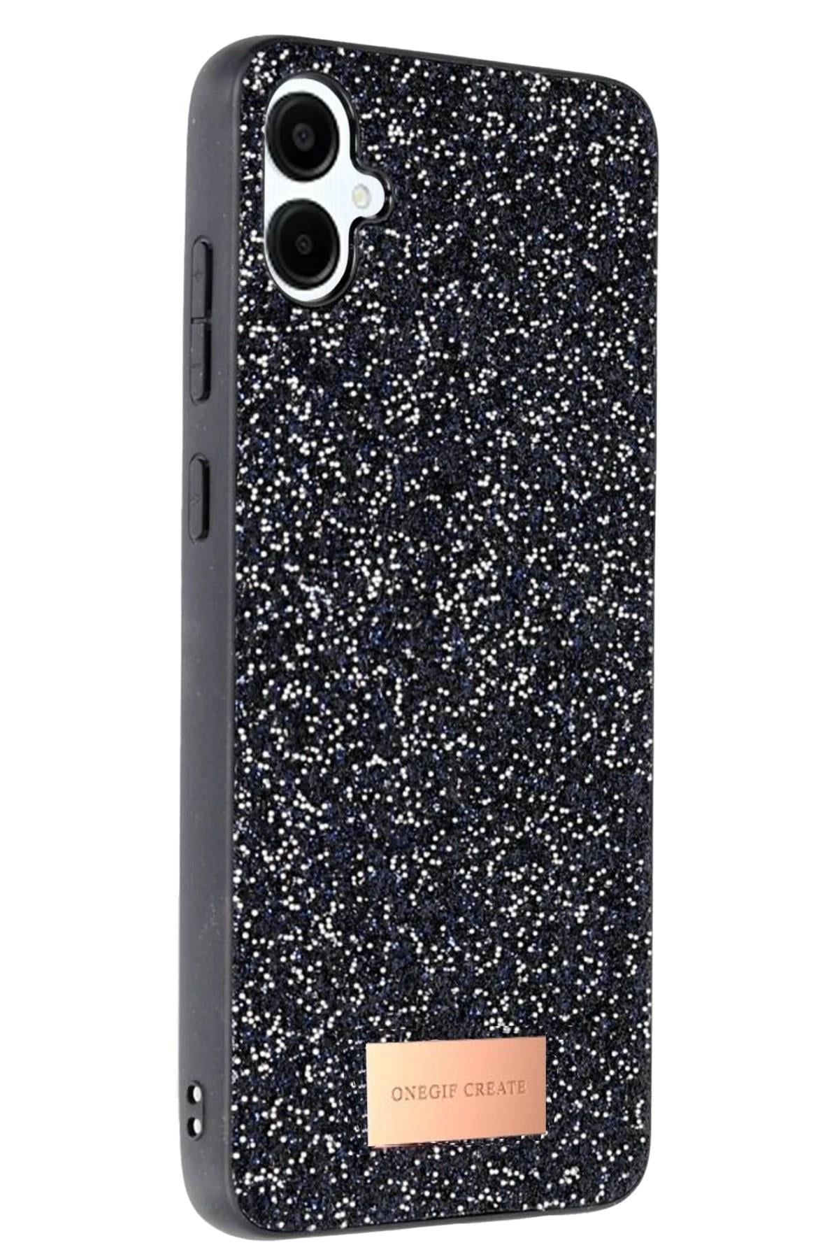 Mey İthalat®  Samsung Galaxy A06 Bright Simli Kapak - Siyah