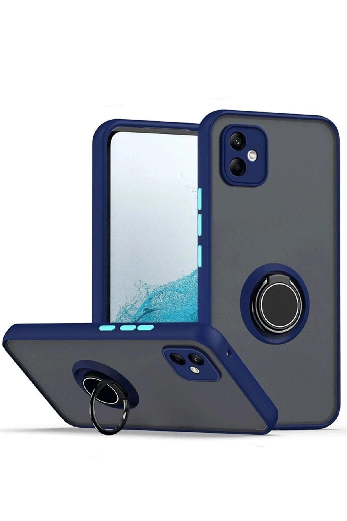 Mey İthalat®  Samsung Galaxy A06 Kılıf Montreal Yüzüklü Silikon Kapak - Lacivert