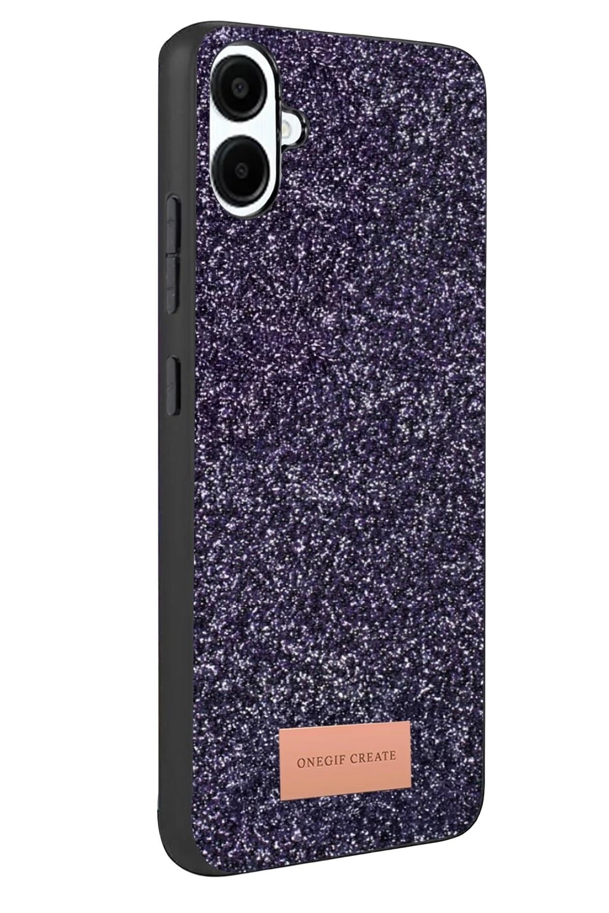 Mey İthalat®  Samsung Galaxy A07 4G Bright Simli Kapak - Derin Mor