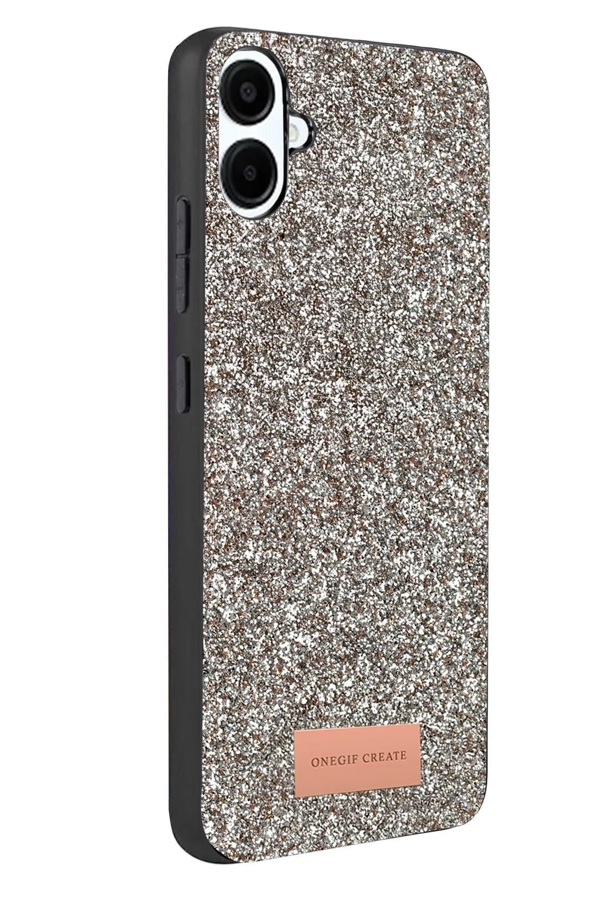 Mey İthalat®  Samsung Galaxy A07 4G Bright Simli Kapak - Gümüş