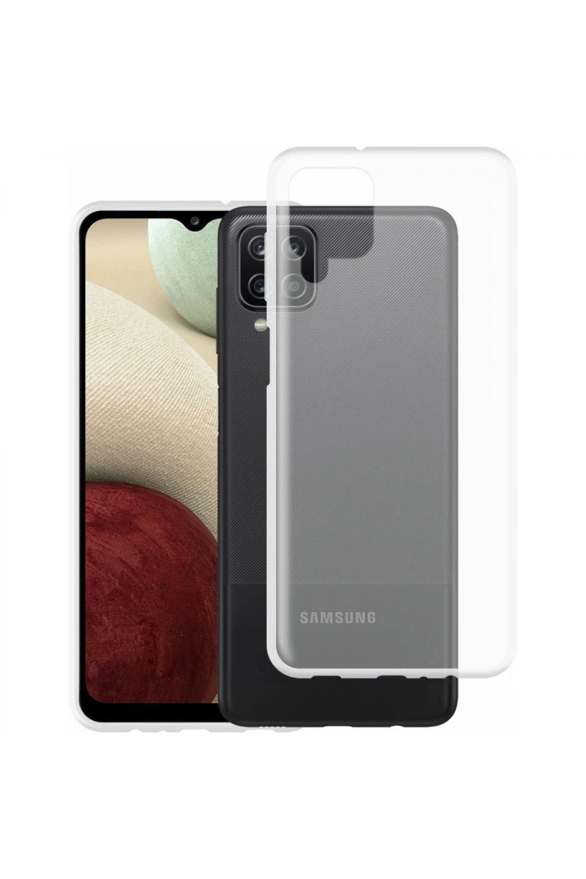 Mey İthalat®  Samsung Galaxy A12 Kılıf Lüx Şeffaf Silikon