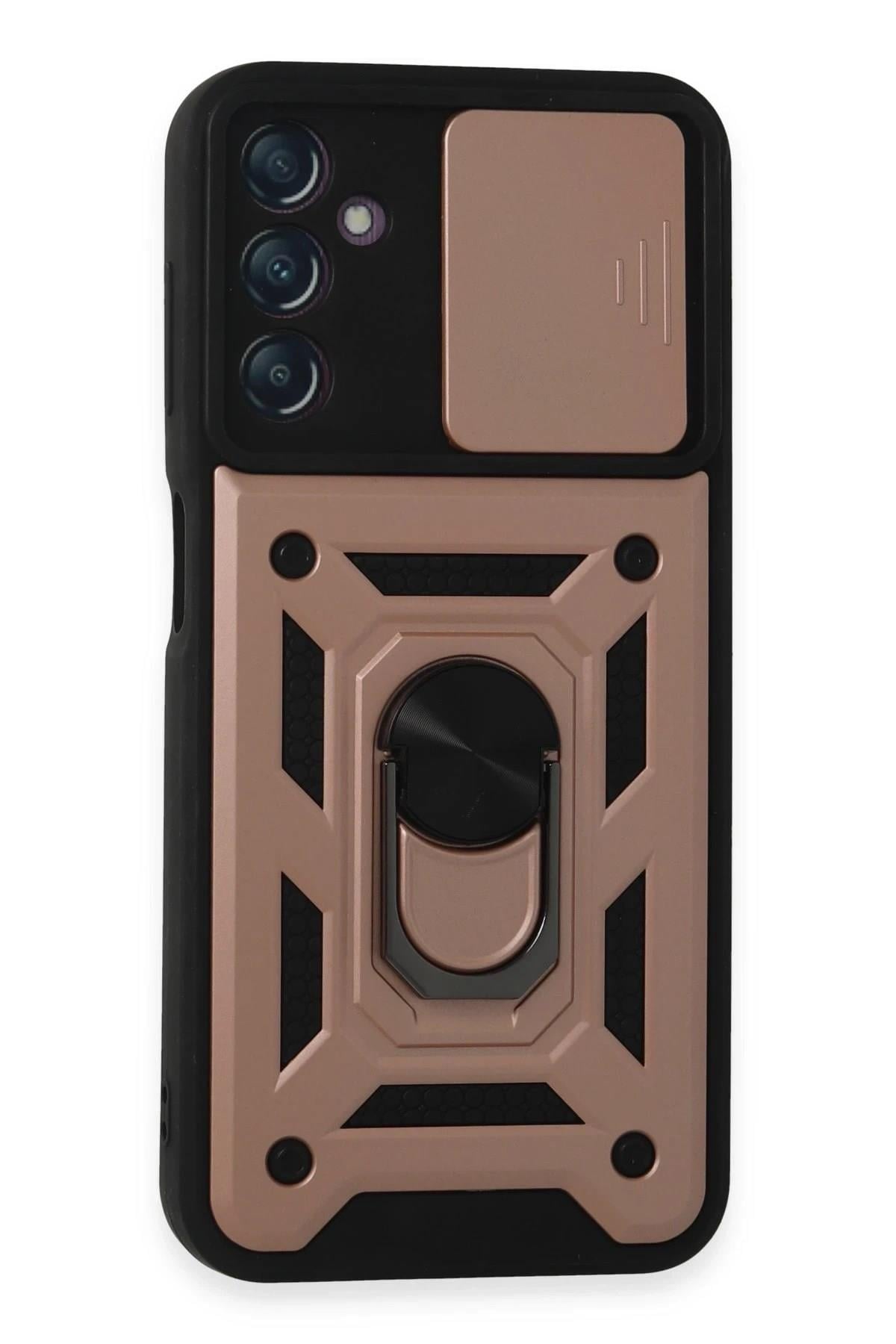 Mey İthalat®  Samsung Galaxy A14 4G Kılıf Pars Lens Yüzüklü Silikon - Rose Gold