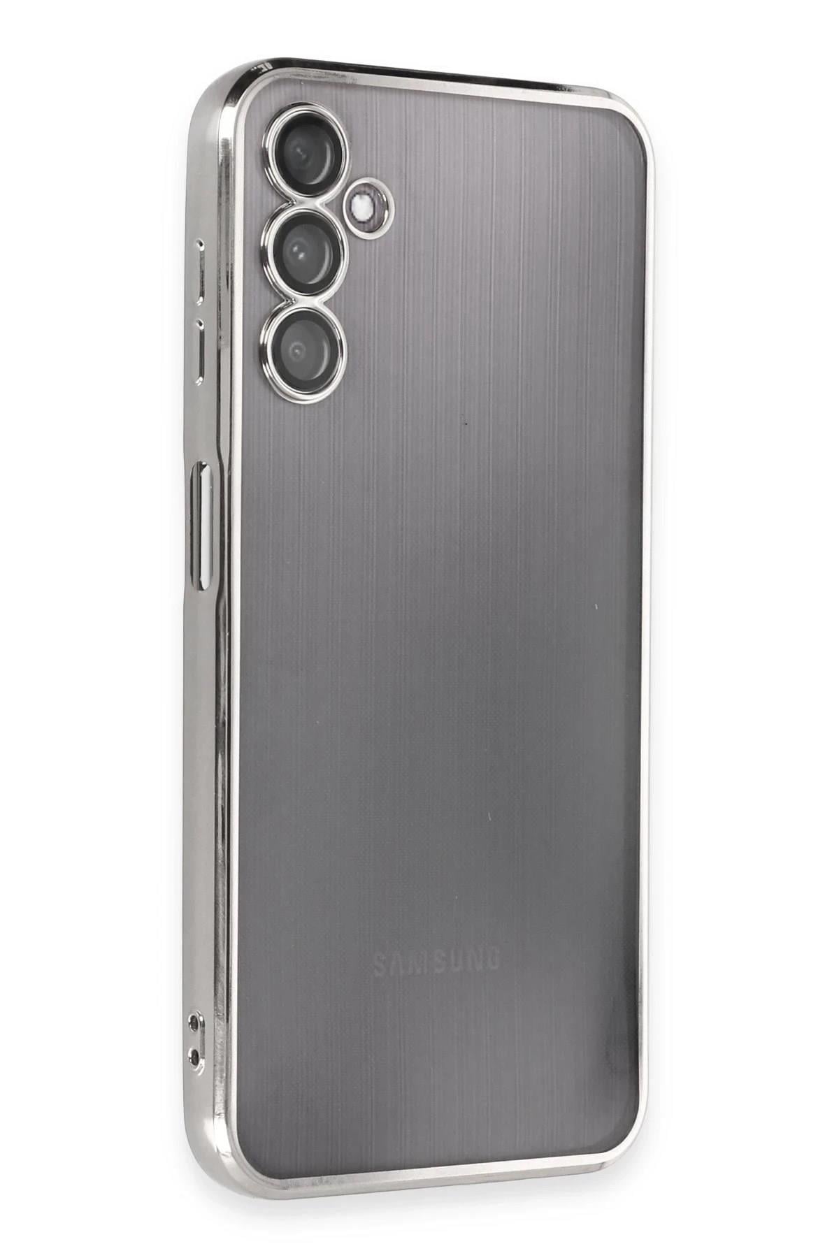 Mey İthalat®  Samsung Galaxy A14 4G Kılıf  Lensli Silikon - Gümüş