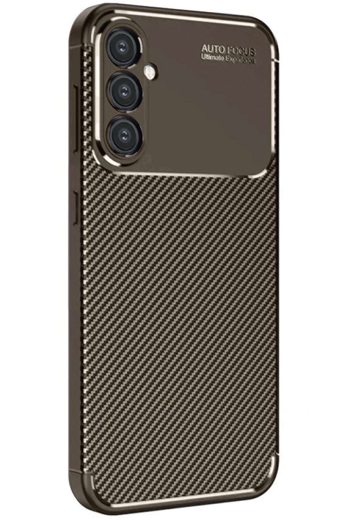 Mey İthalat®  Samsung Galaxy A16 5G Kılıf Auto Focus Karbon Kapak - Kahverengi