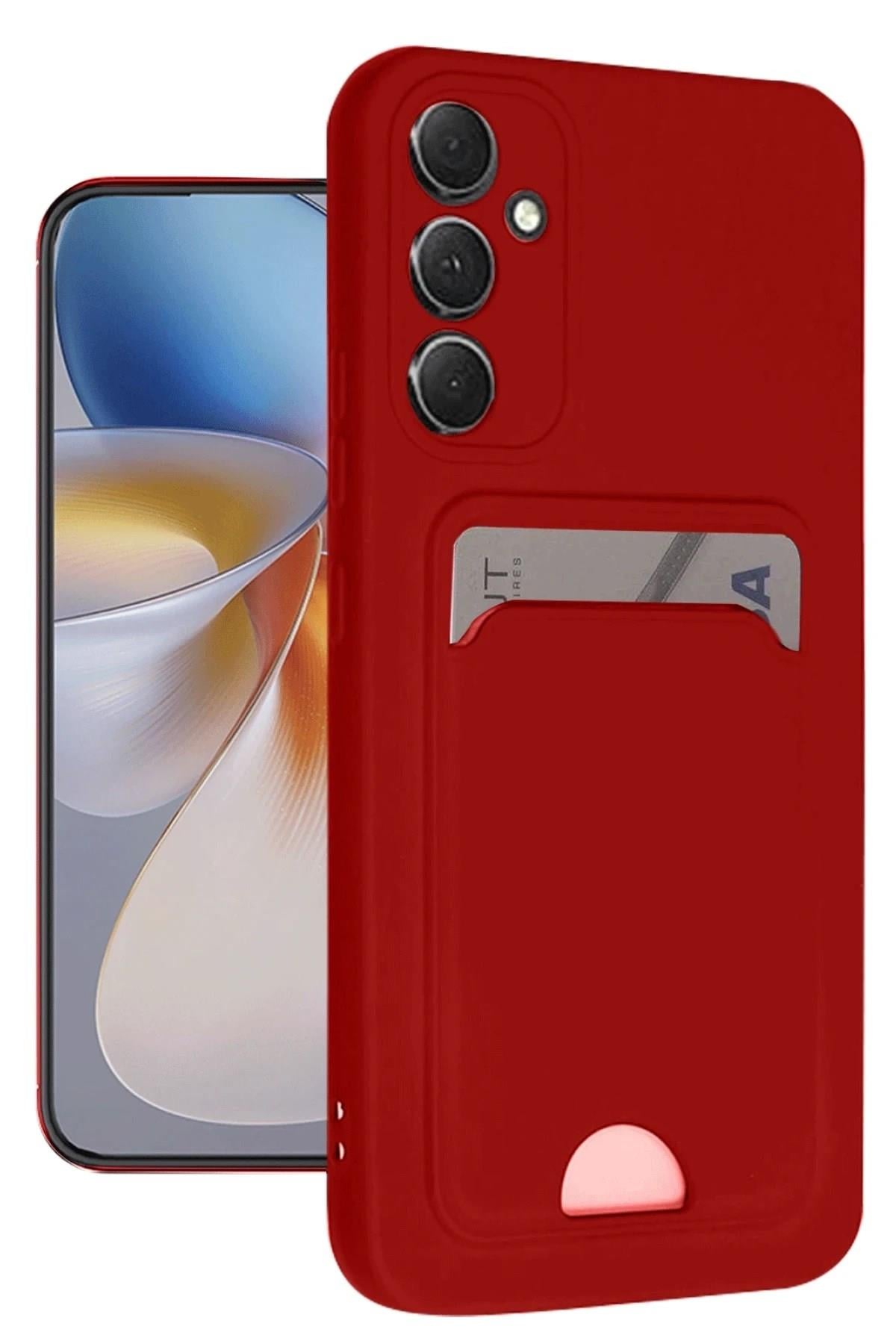 Mey İthalat®  Samsung Galaxy A16 5G Kılıf Kelvin Kartvizitli Silikon - Kırmızı