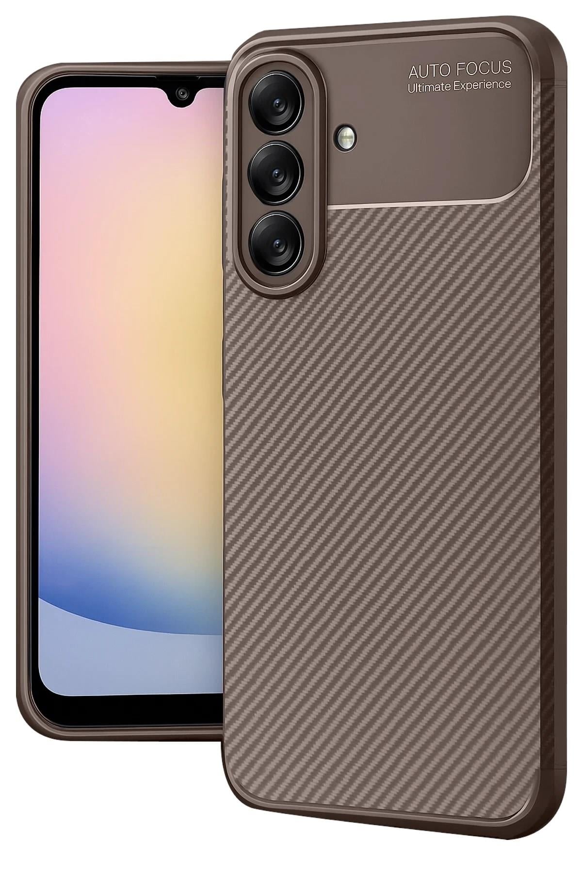 Mey İthalat®  Samsung Galaxy A17 5G Auto Focus Karbon Kapak - Kahverengi