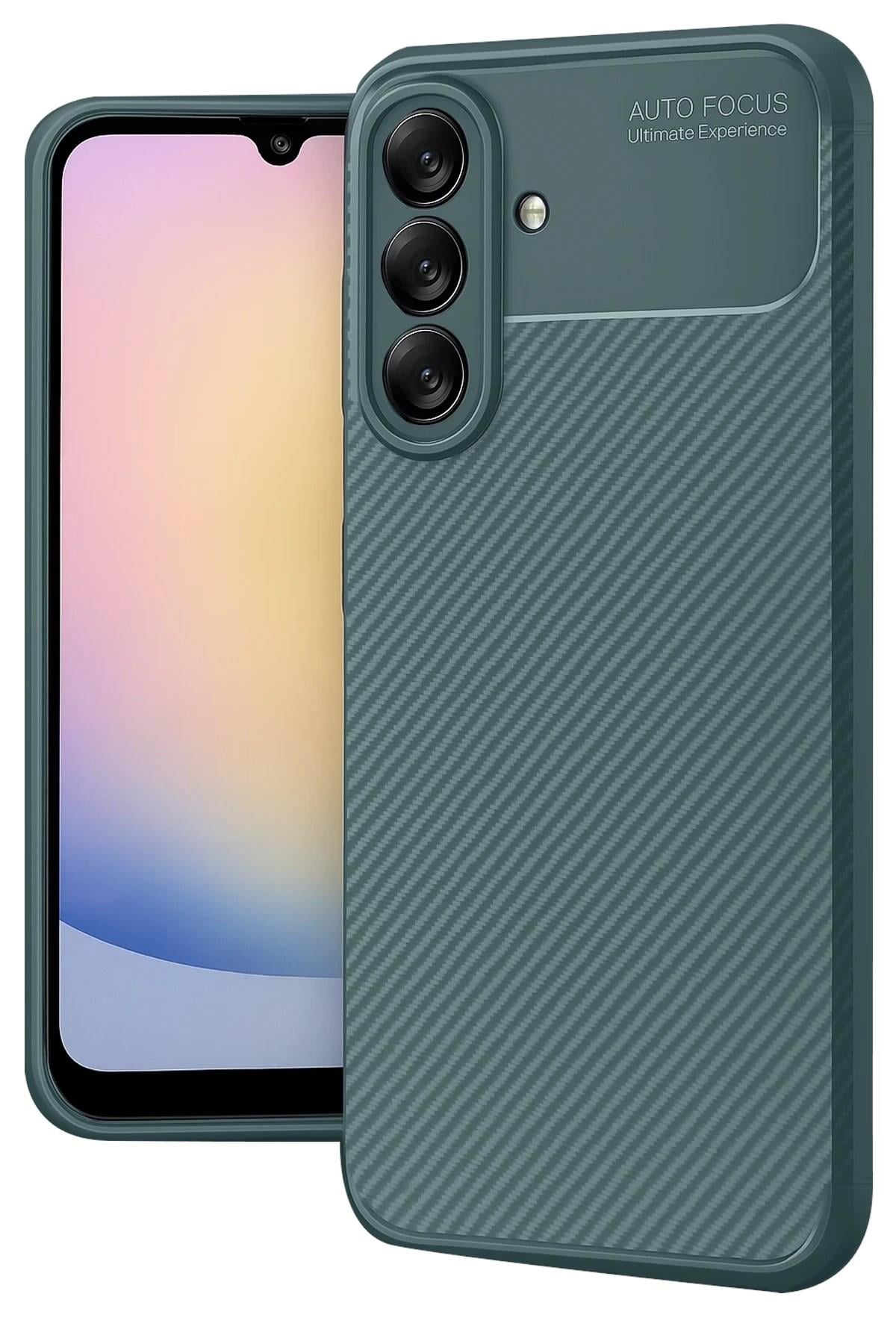 Mey İthalat®  Samsung Galaxy A17 5G Auto Focus Karbon Kapak - Koyu Yeşil