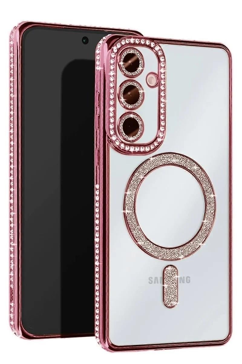 Mey İthalat®  Samsung Galaxy A17 5G Joke Simli Magneticsafe Kılıf - Pembe