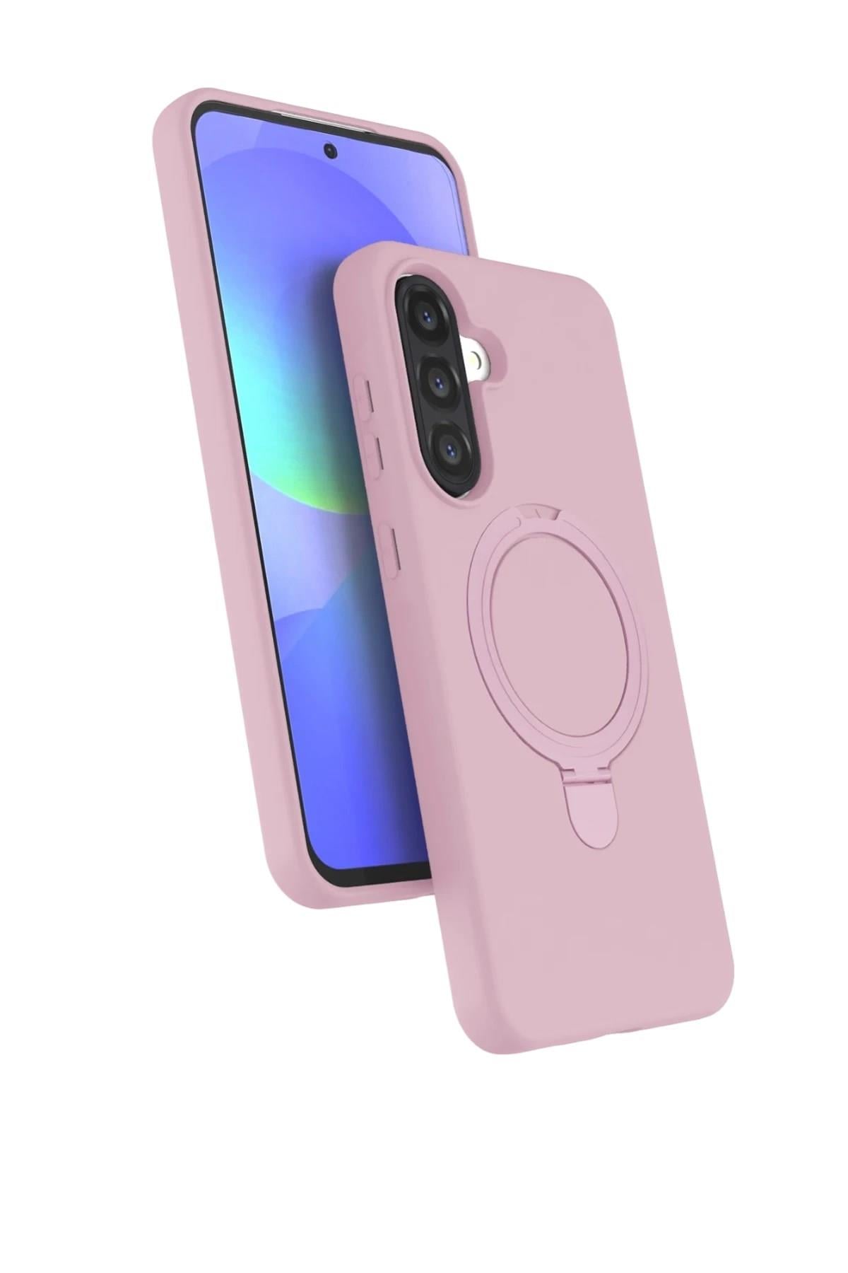 Mey İthalat®  Samsung Galaxy A17 5G Regal Magsafe Standlı Kapak - Açık Pembe