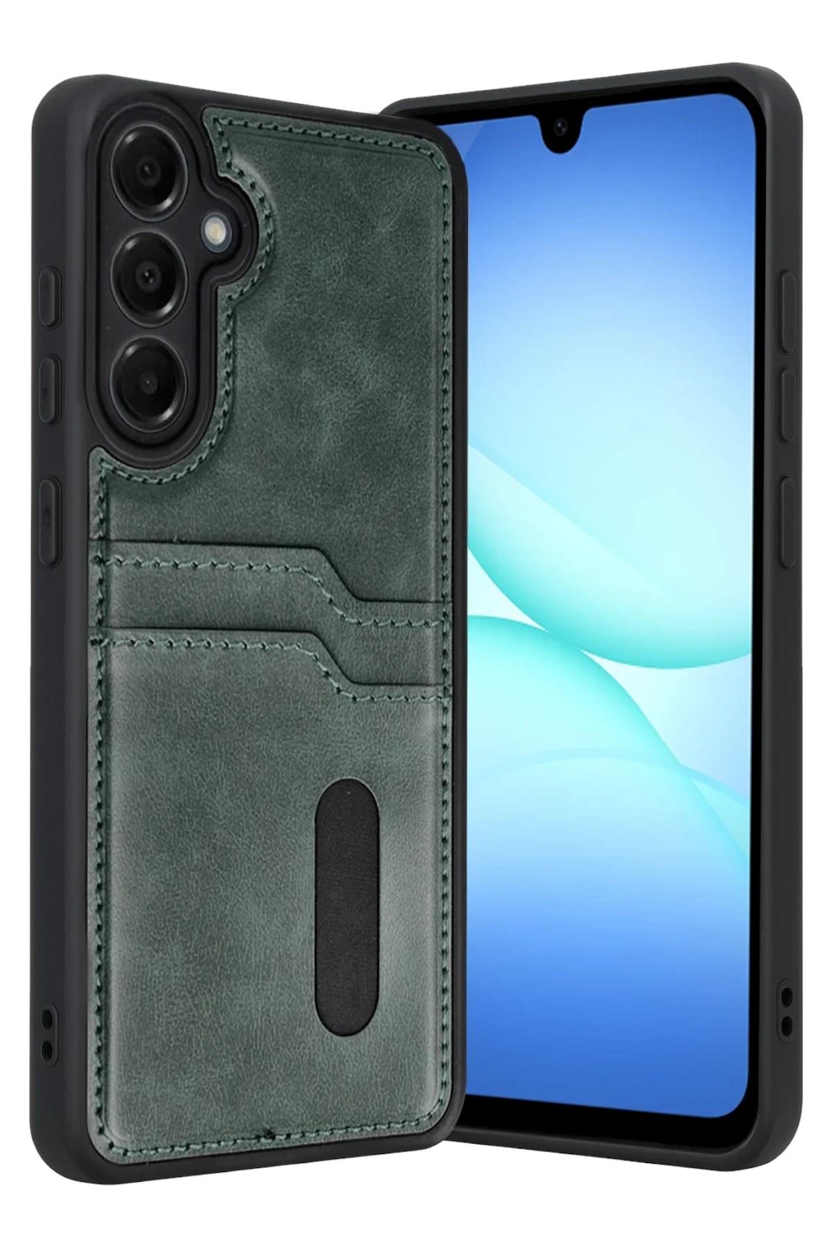 Mey İthalat®  Samsung Galaxy A17 5G Sara Kartvizitli Deri Kılıf - Yeşil