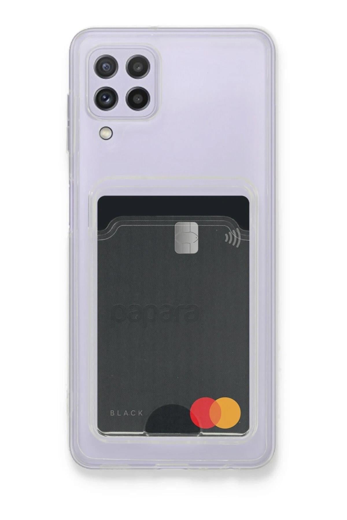 Mey İthalat®  Samsung Galaxy A22 Kılıf Kart Şeffaf Silikon - Şeffaf