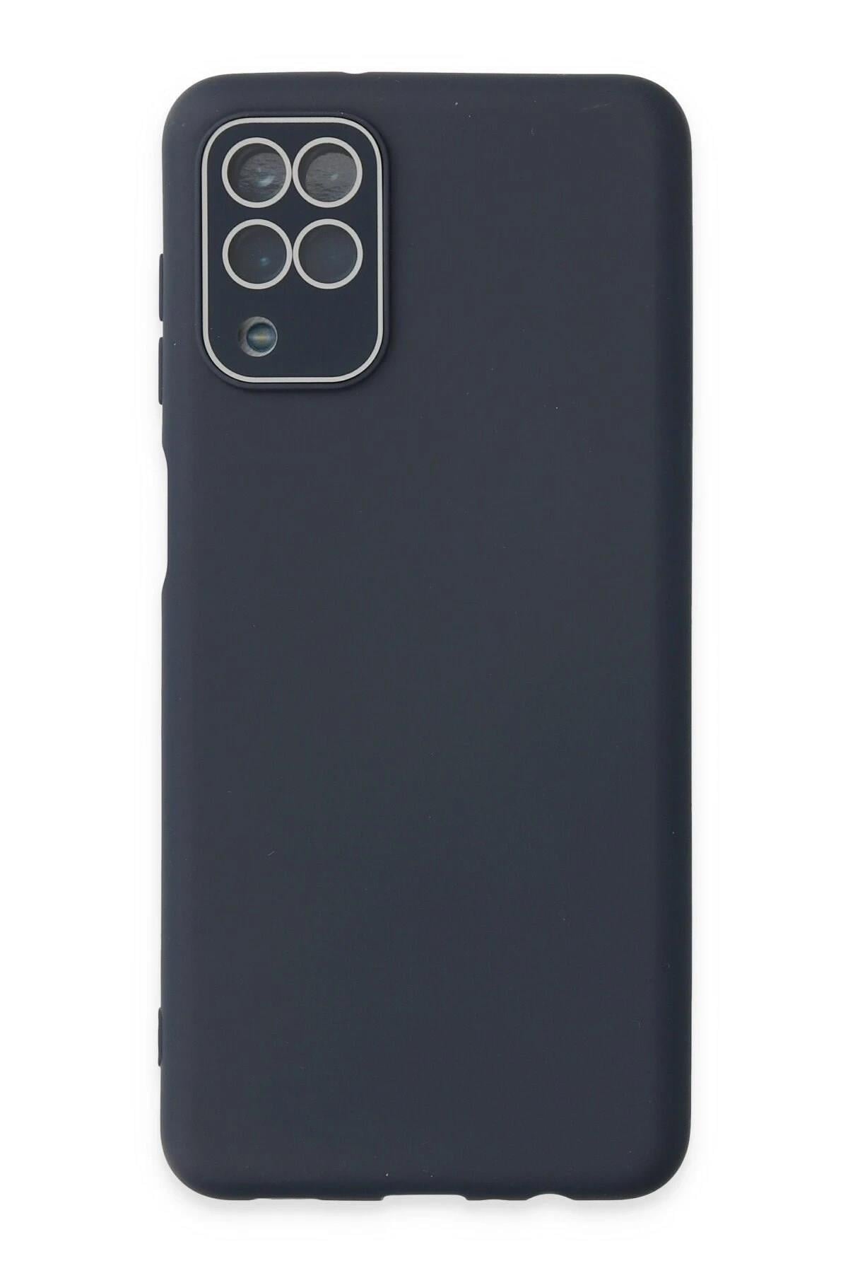 Mey İthalat®  Samsung Galaxy A22 Kılıf Lansman Glass Kapak - Lacivert