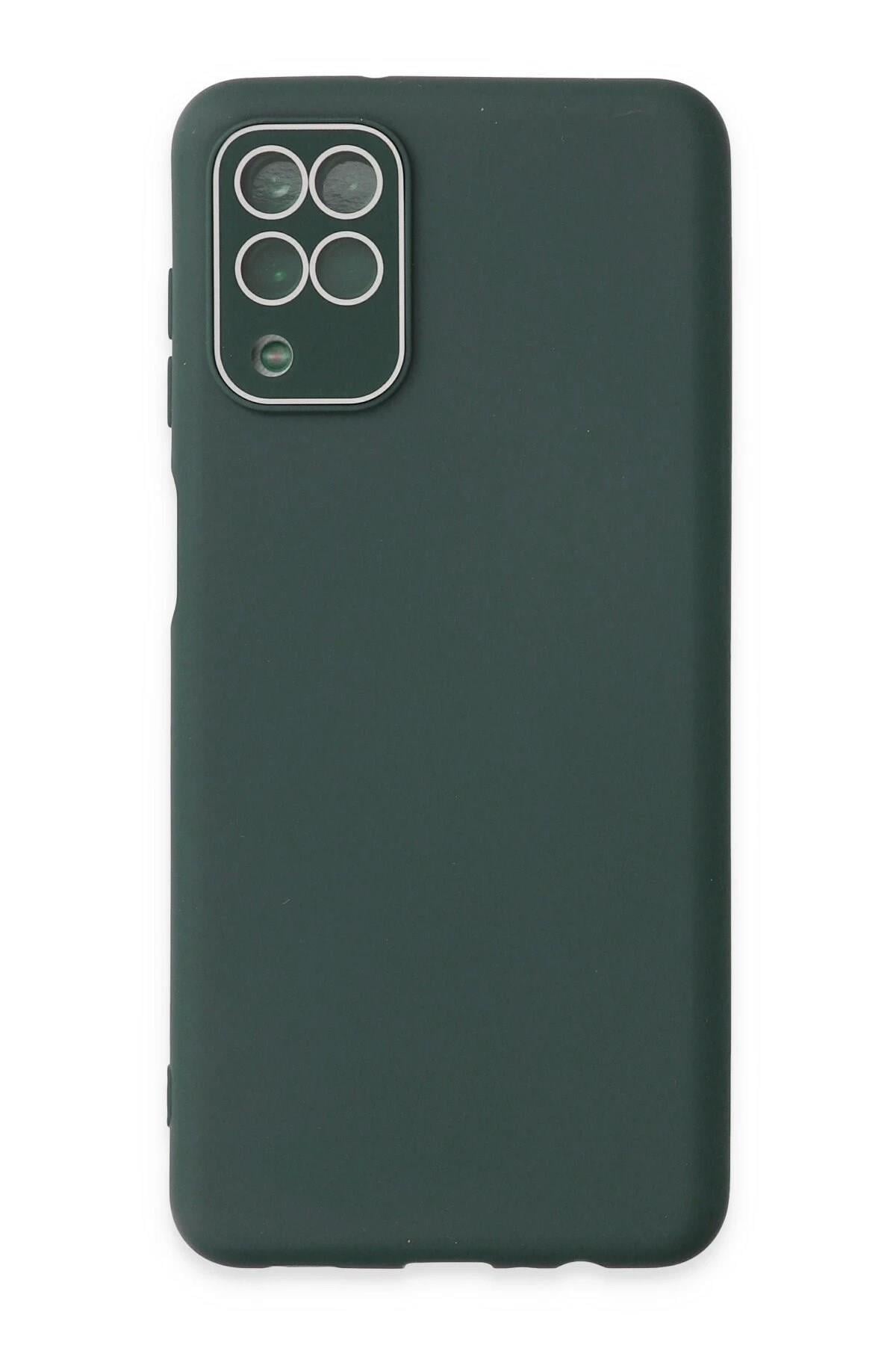 Mey İthalat®  Samsung Galaxy A22 Kılıf Lansman Glass Kapak - Koyu Yeşil