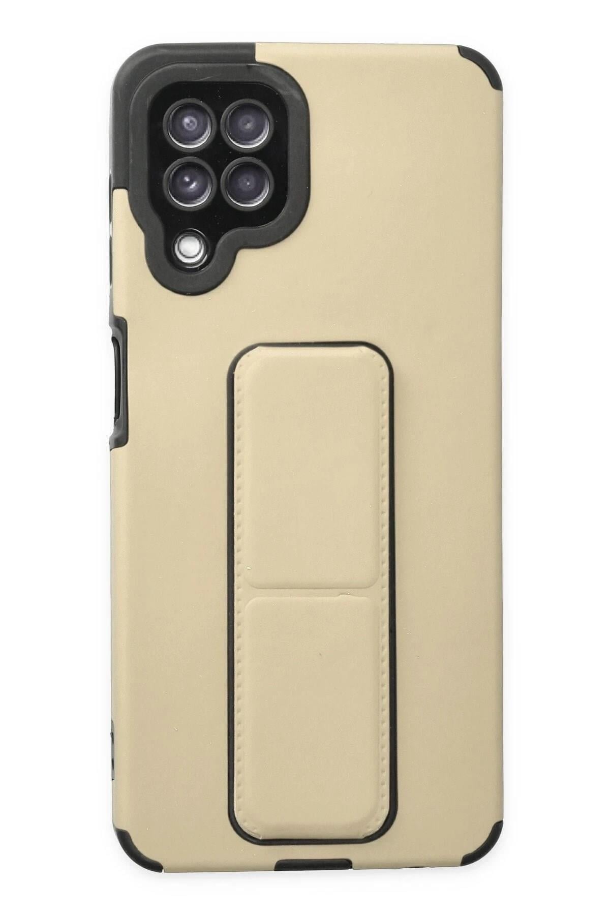 Mey İthalat®  Samsung Galaxy A22 Kılıf Mega Standlı Silikon - Gold