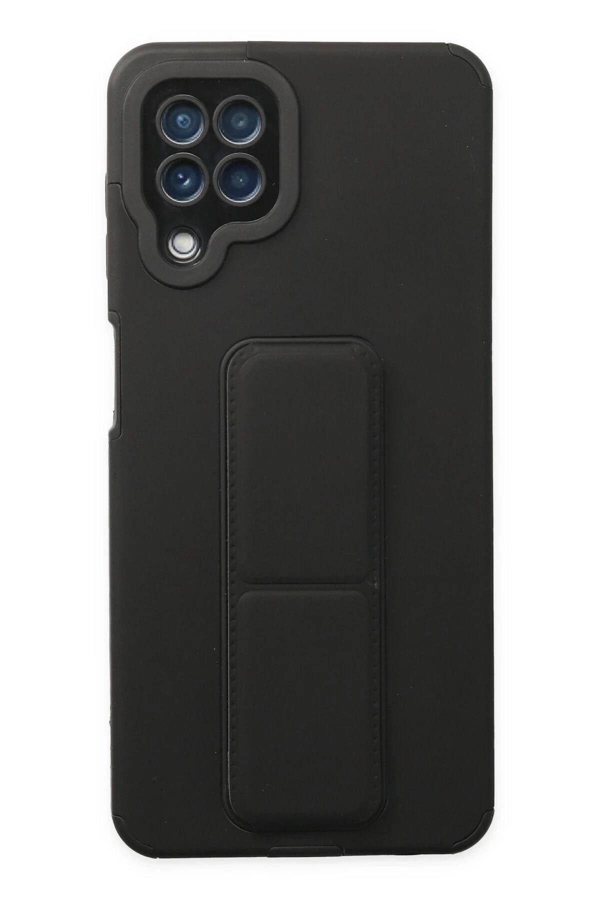 Mey İthalat®  Samsung Galaxy A22 Kılıf Mega Standlı Silikon - Siyah
