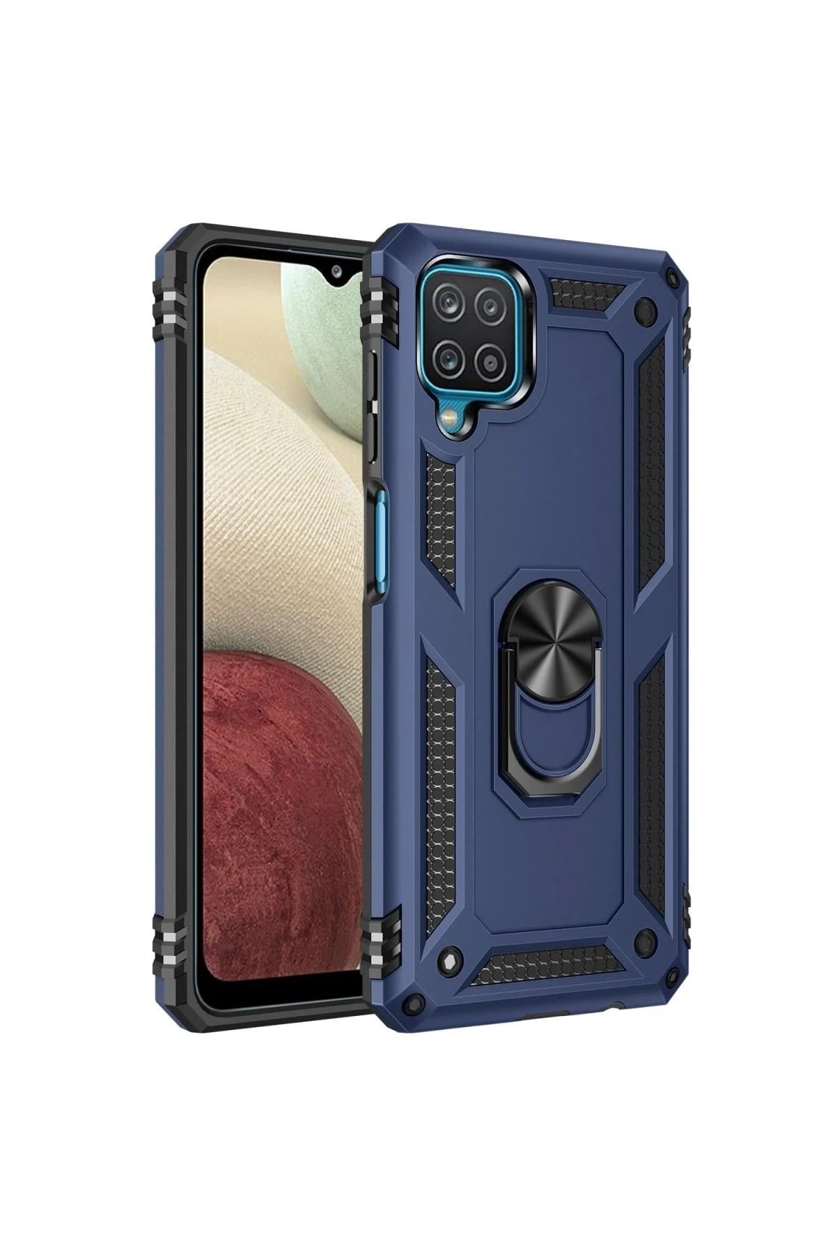Mey İthalat®  Samsung Galaxy A22 Kılıf Sofya Yüzüklü Silikon Kapak - Lacivert