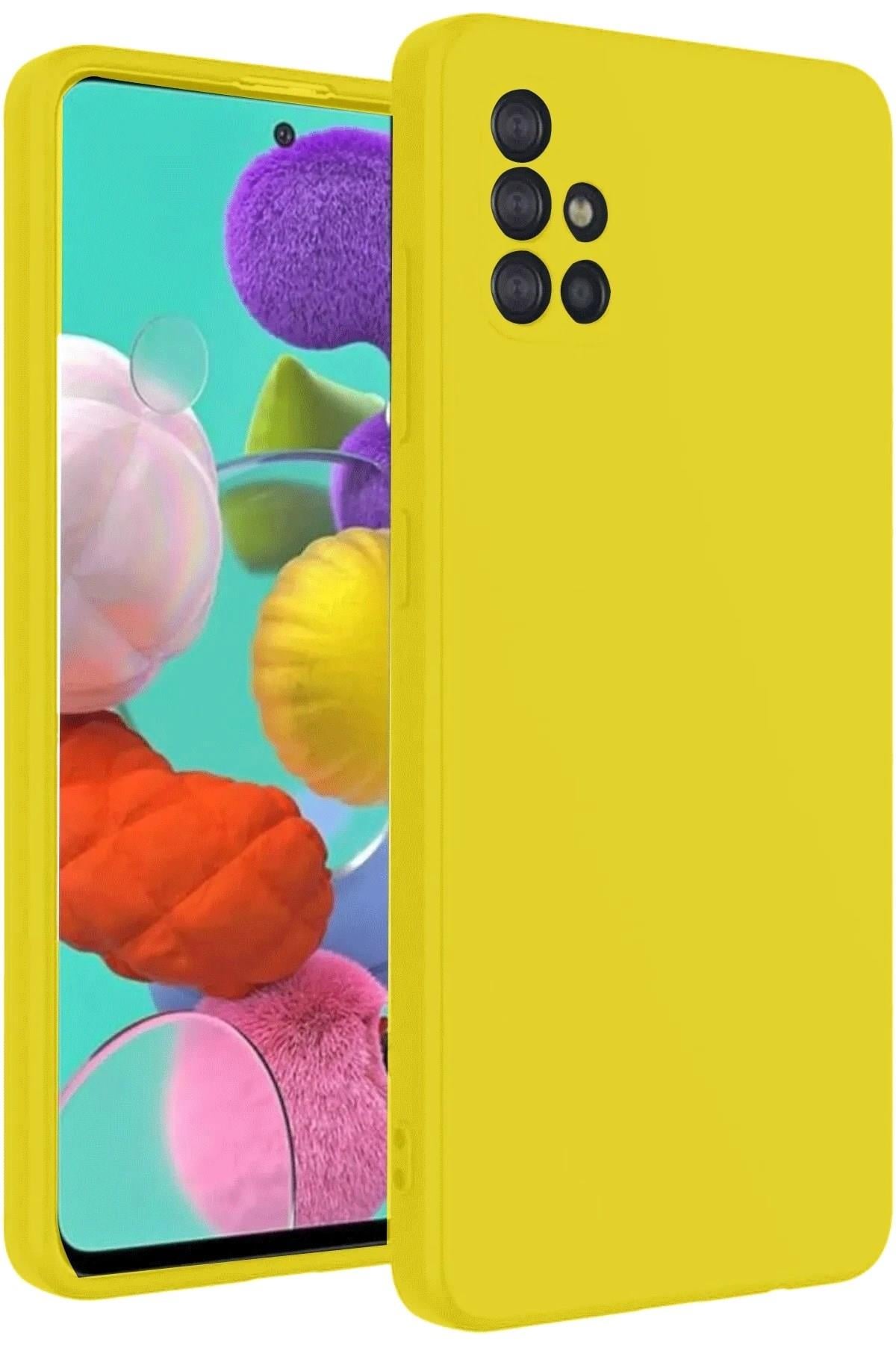 Mey İthalat®  Samsung Galaxy A31 Kılıf Nano içi Kadife Silikon - Sarı