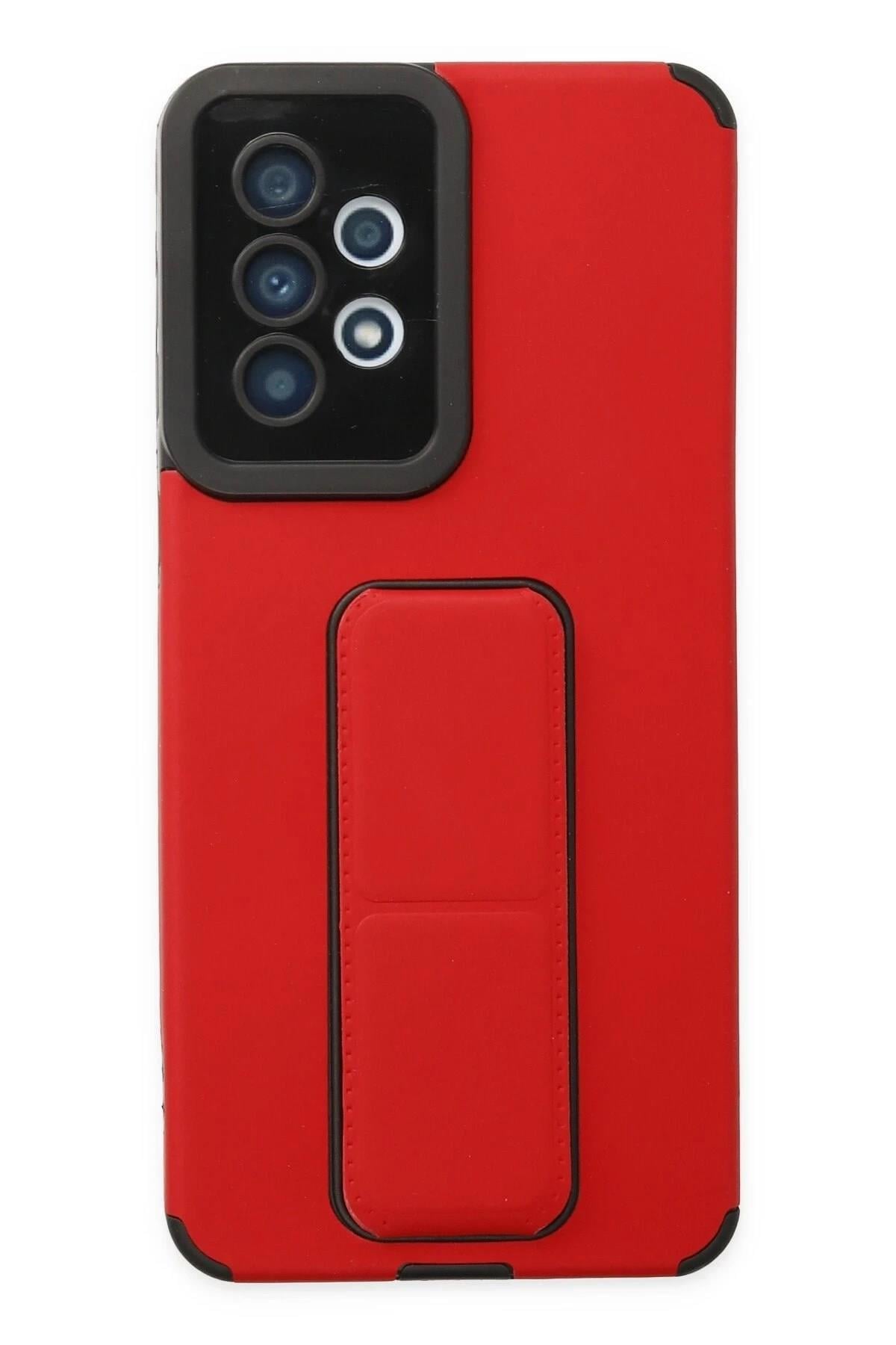 Mey İthalat®  Samsung Galaxy A33 5G Kılıf Mega Standlı Silikon - Kırmızı