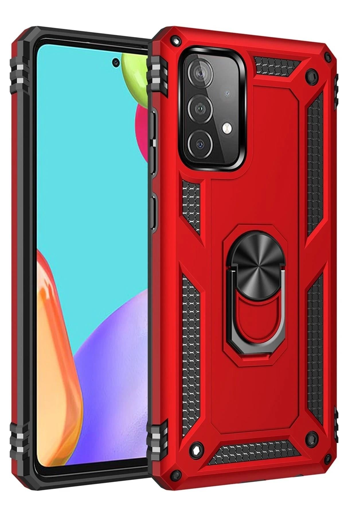 Mey İthalat®  Samsung Galaxy A33 5G Kılıf Sofya Yüzüklü Silikon Kapak - Kırmızı