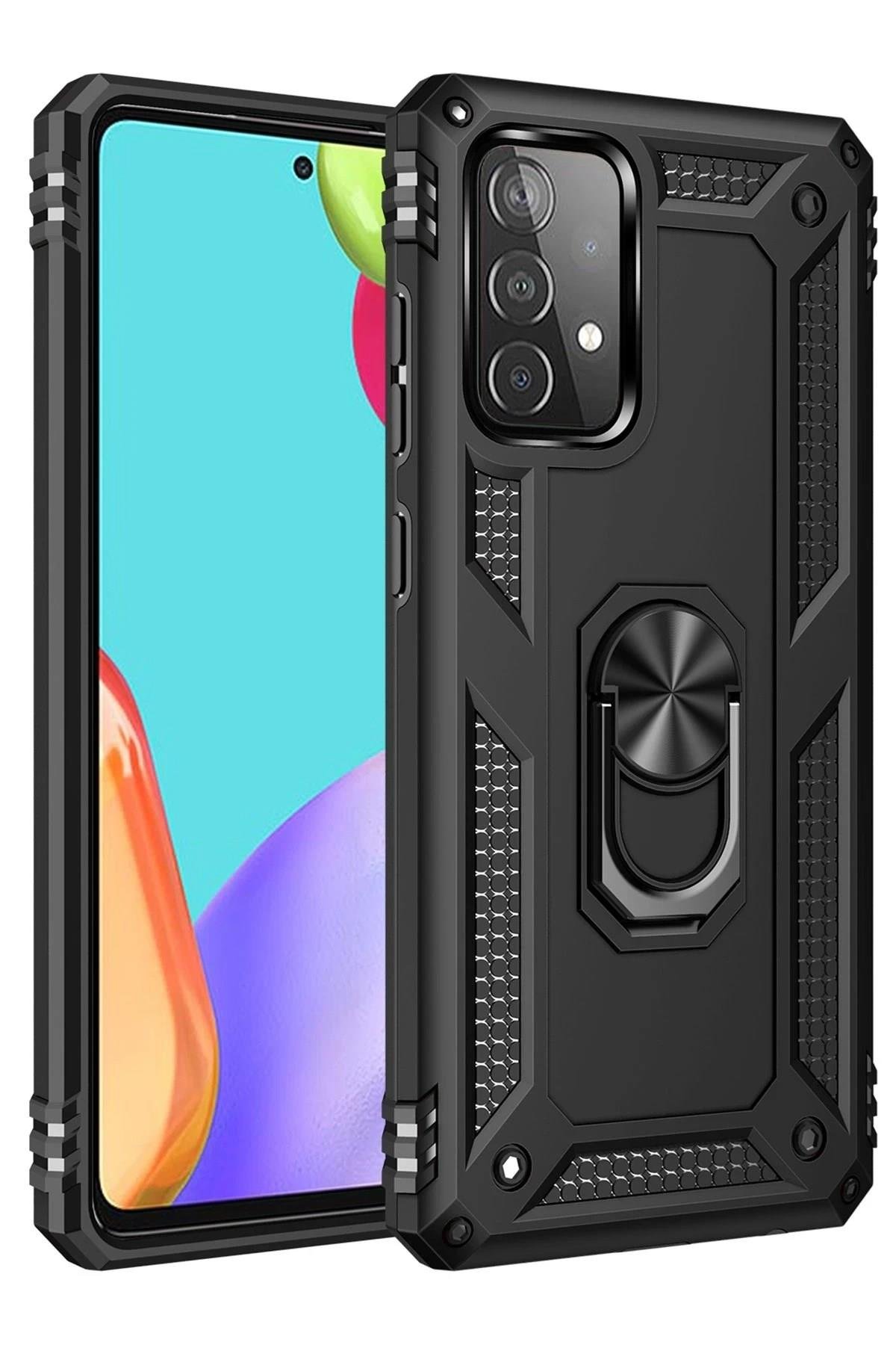 Mey İthalat®  Samsung Galaxy A33 5G Kılıf Sofya Yüzüklü Silikon Kapak - Siyah