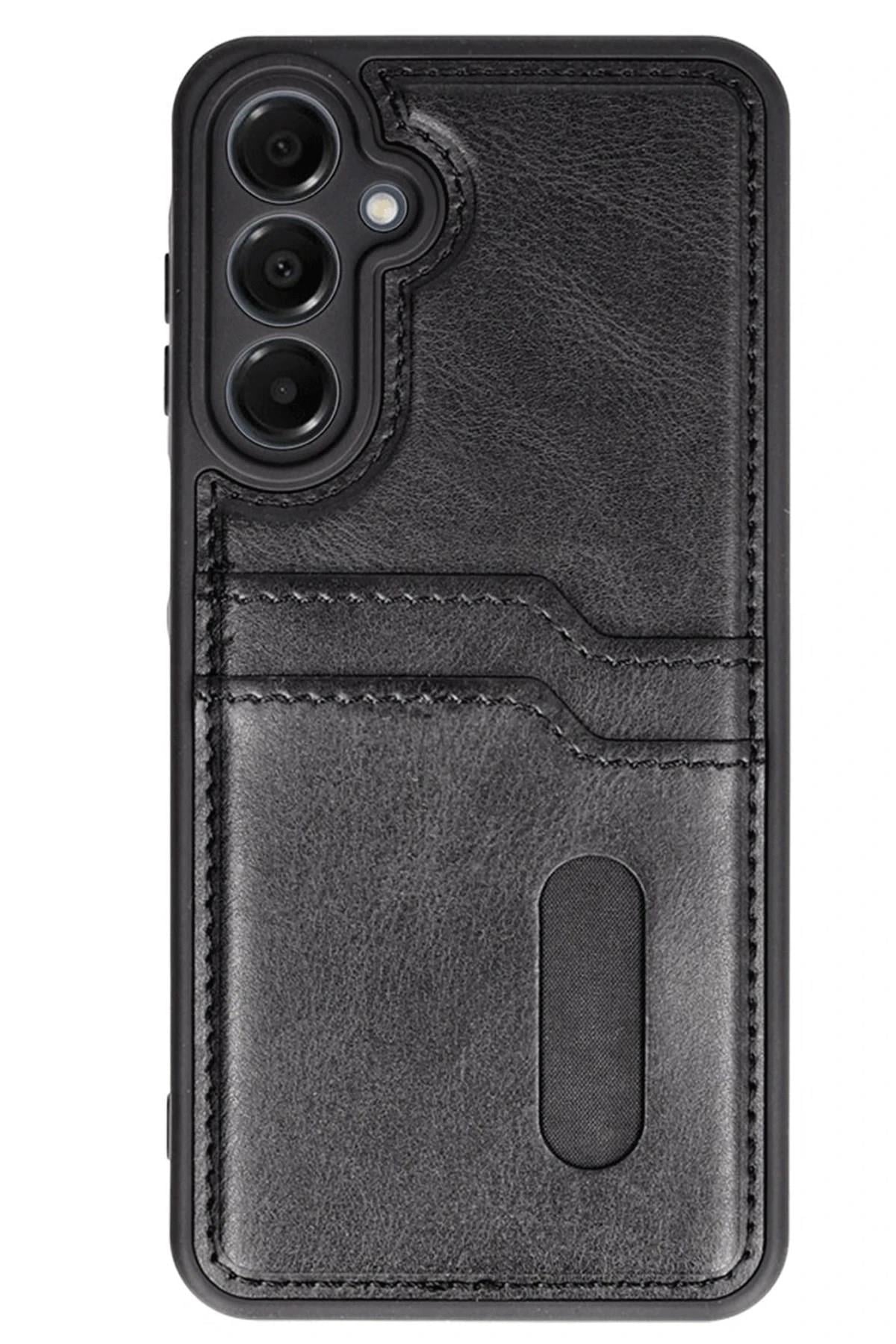 Mey İthalat®  Samsung Galaxy A35 5G Kılıf Sara Kartvizitli Deri Kılıf - Siyah