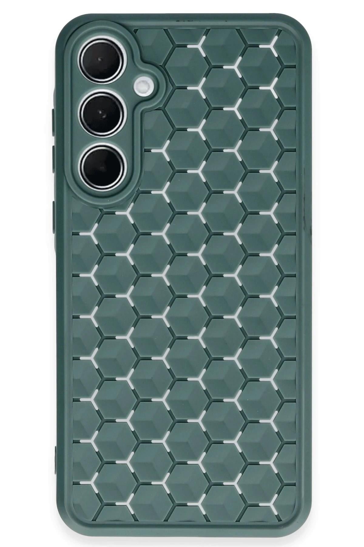 Mey İthalat®  Samsung Galaxy A35 5G Kılıf Petek Silikon Kapak - Koyu Yeşil