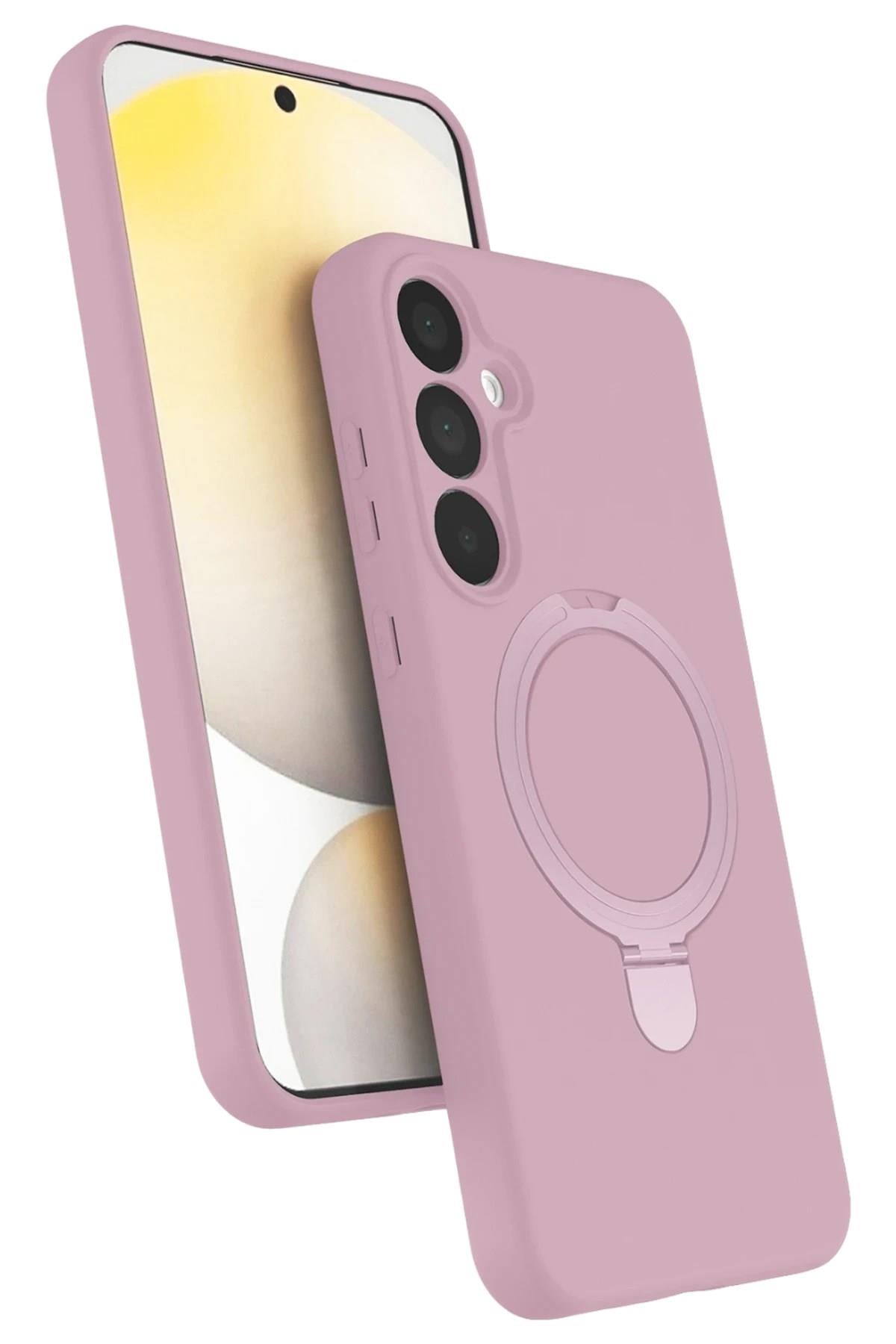 Mey İthalat®  Samsung Galaxy A35 5G Regal Magsafe Standlı Kapak - Açık Pembe